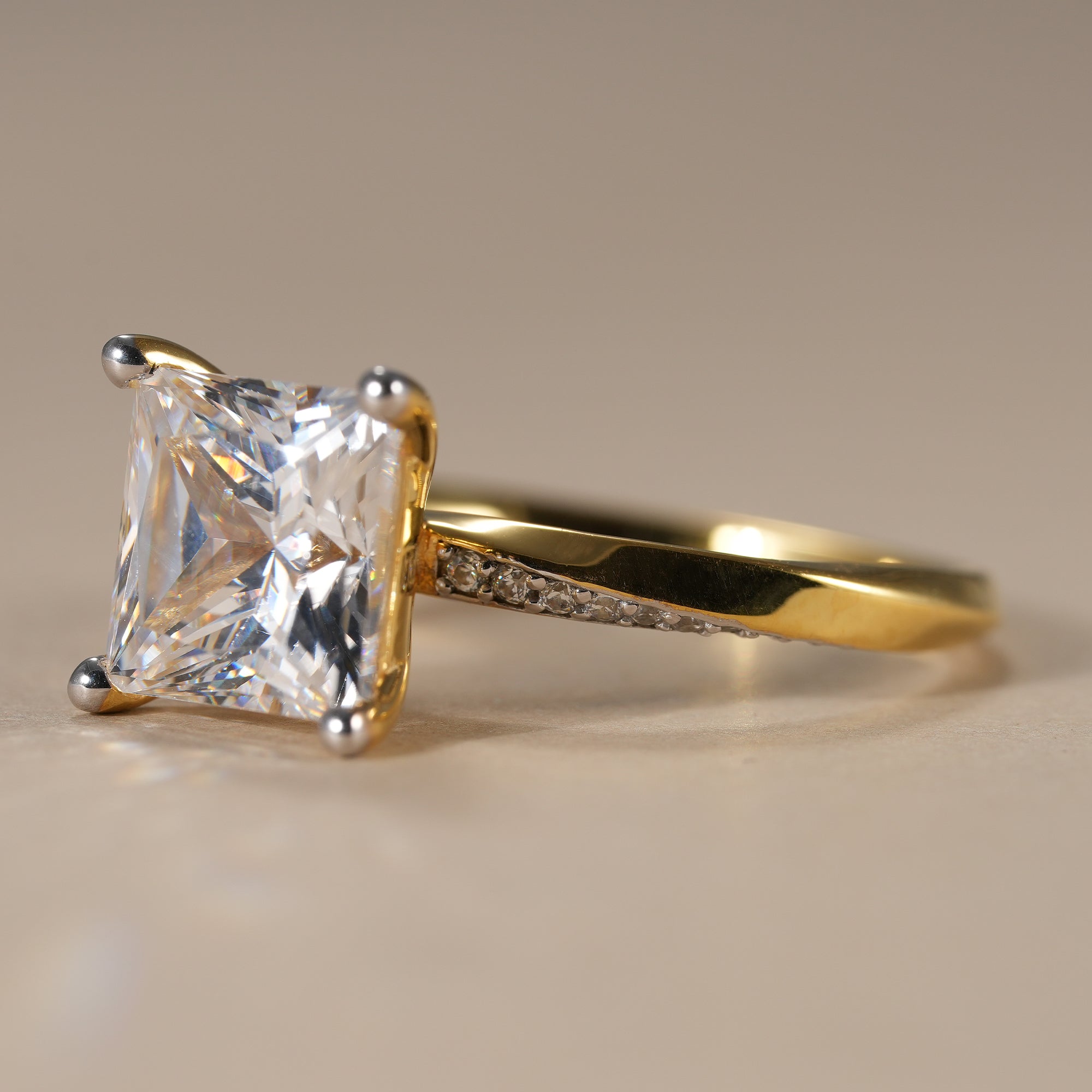 Princess Lab Diamond Engagement Ring With Twisted Band