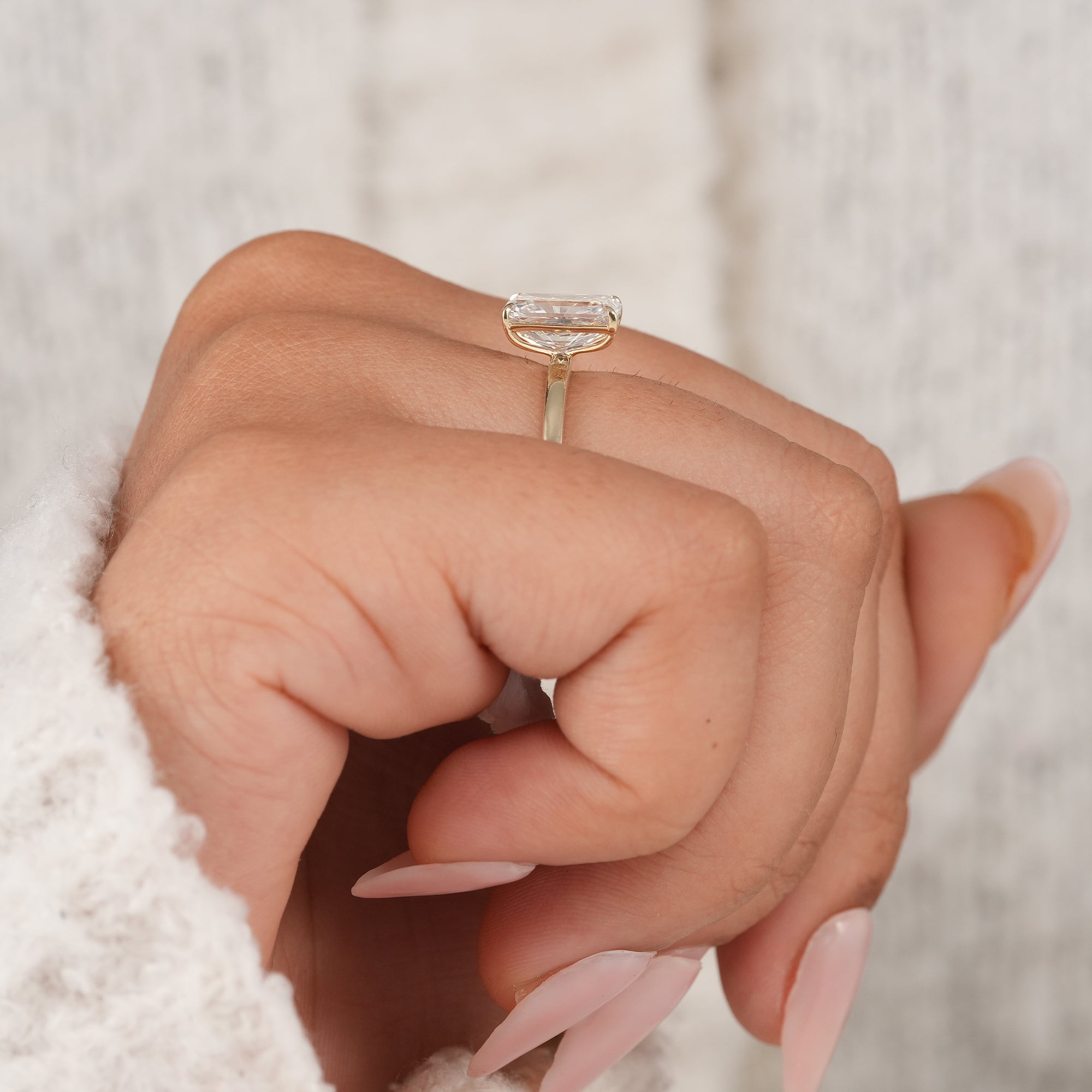 Timeless yellow gold radiant engagement ring.
