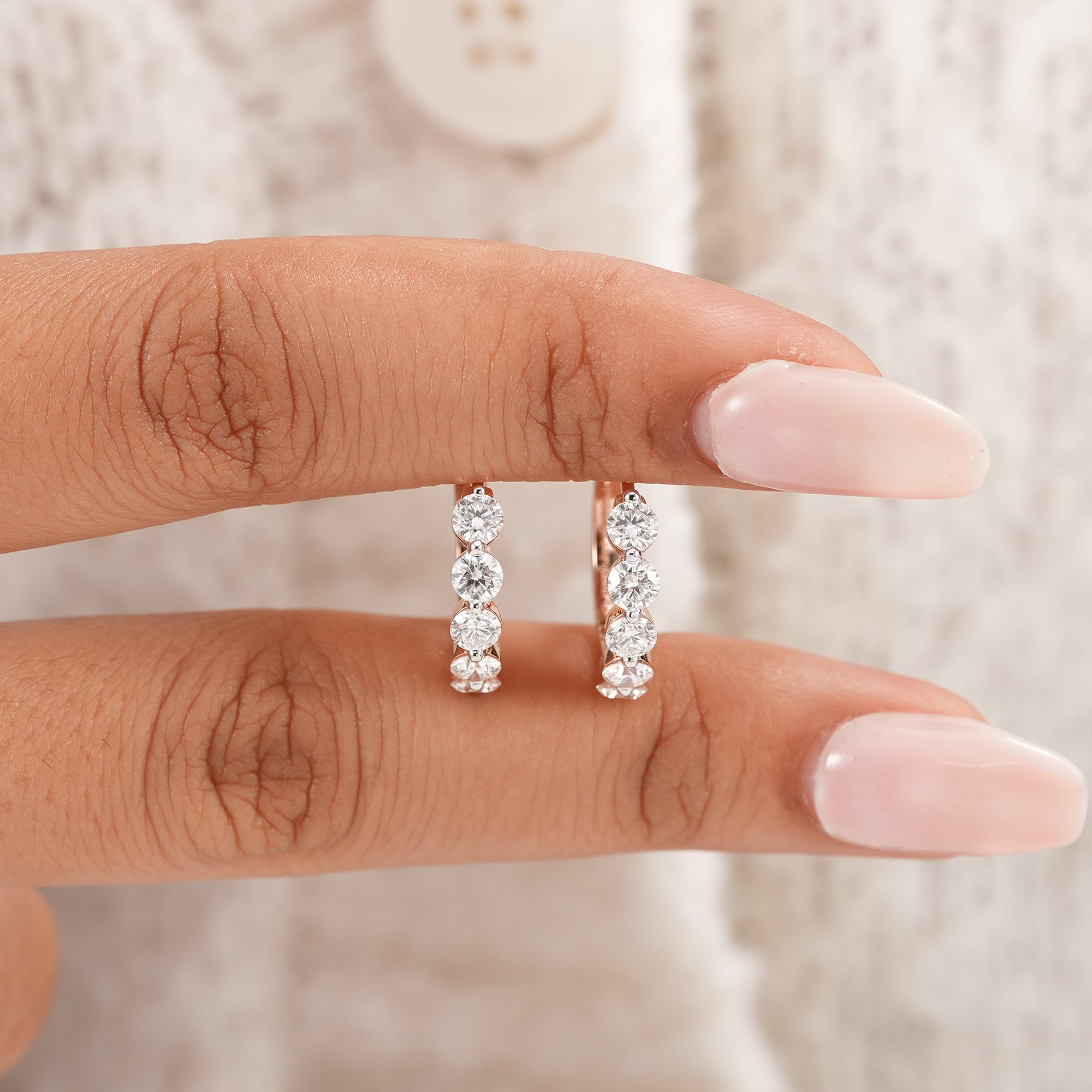 Women's round lab diamond hoop earrings for everyday luxury