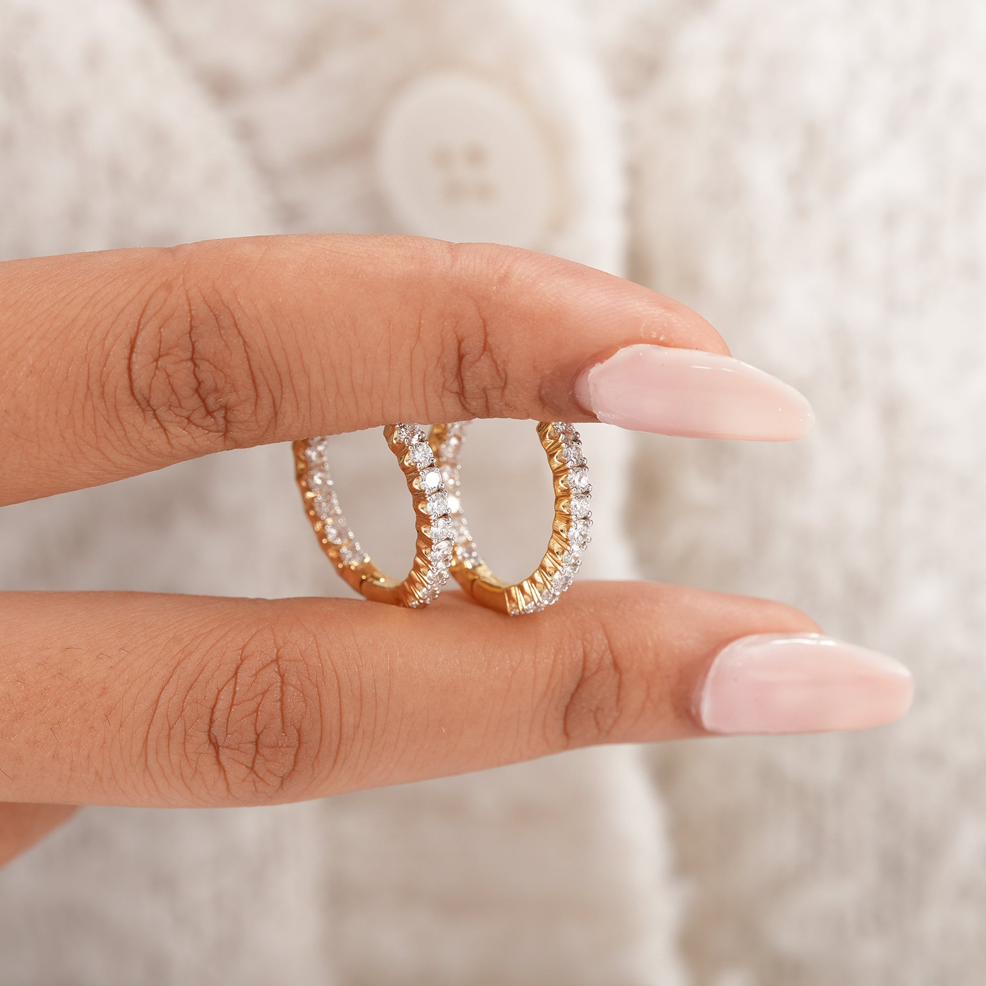 Elegant round diamond huggie earrings for everyday wear