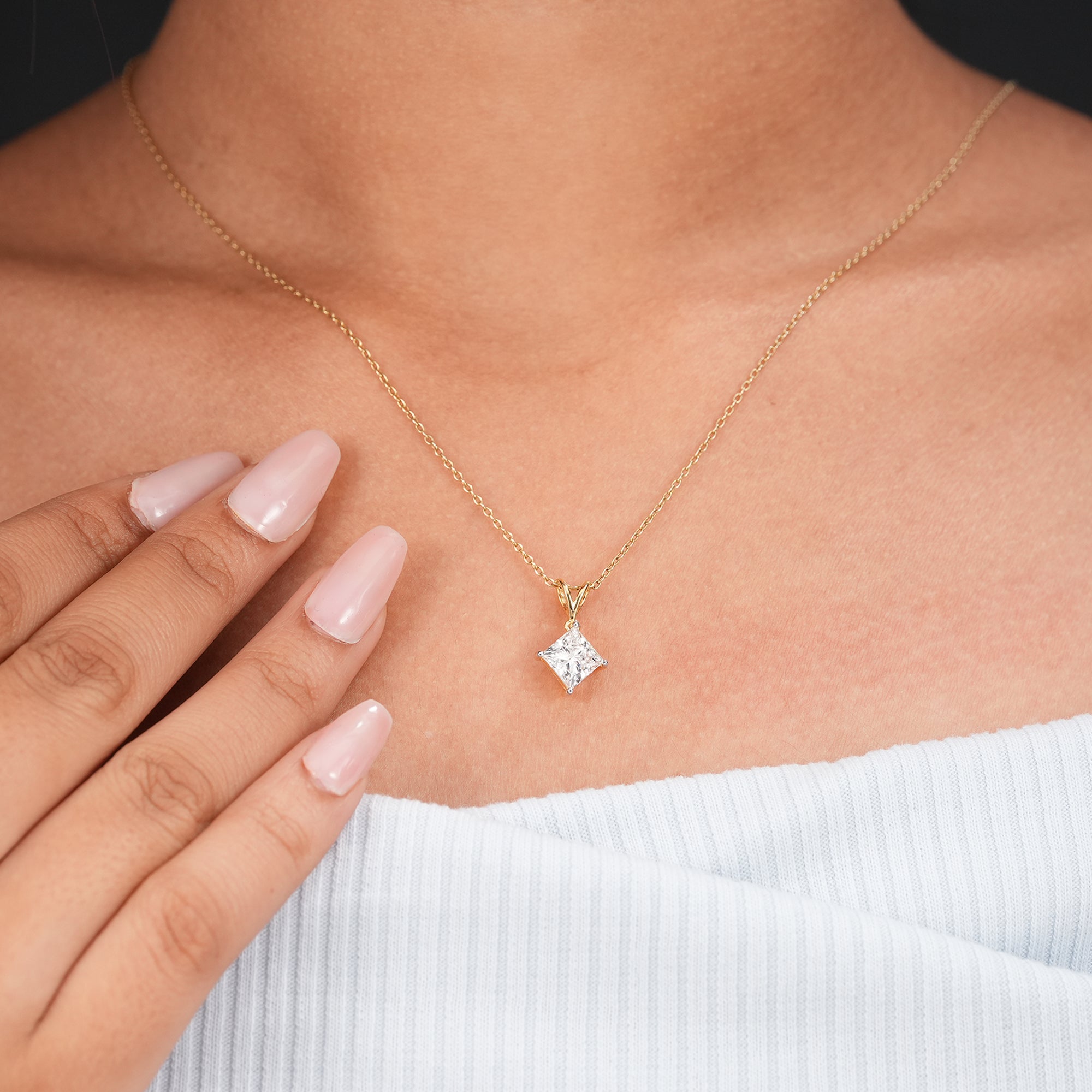 Princess cut diamond pendant necklace for everyday wear