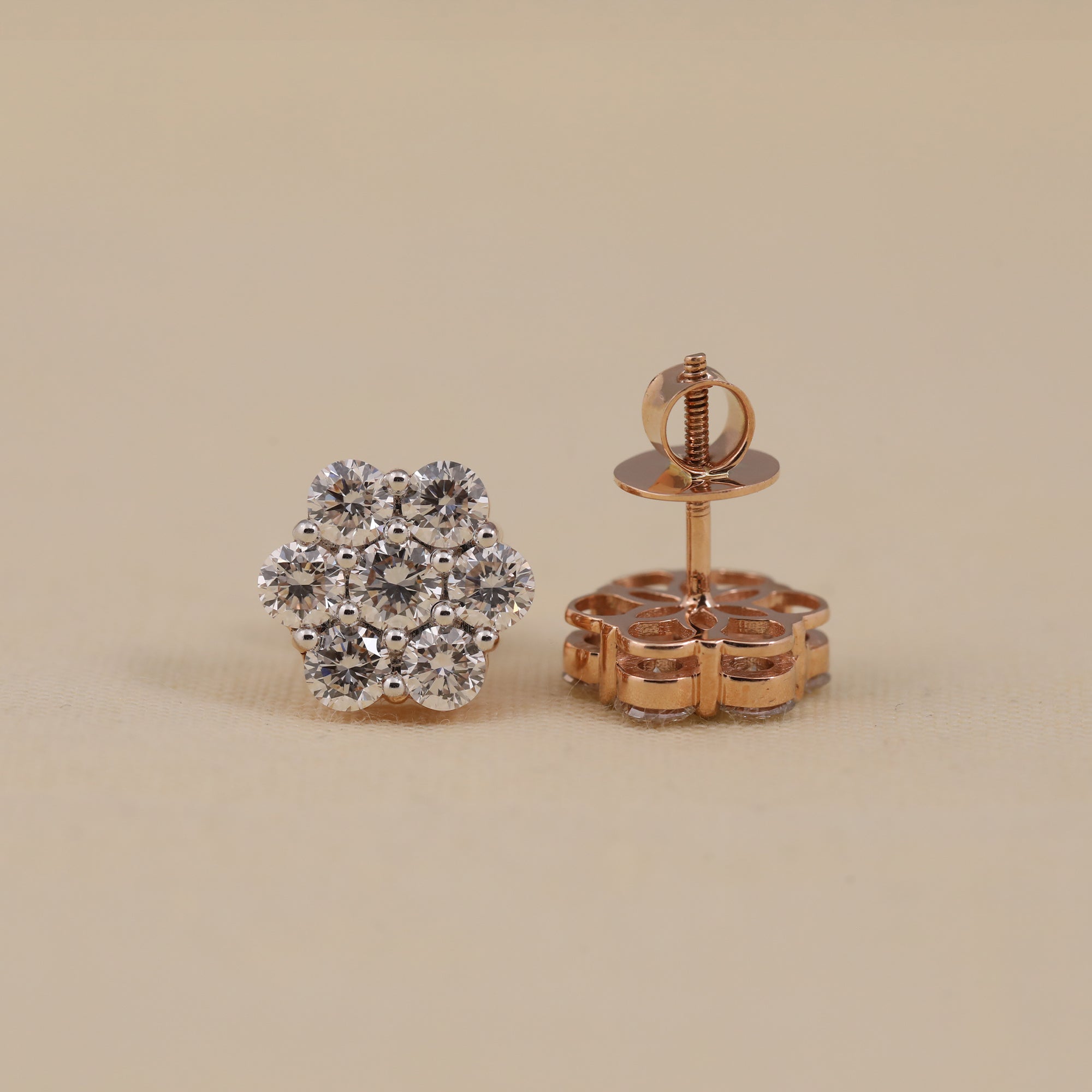 Elegant round cluster diamond studs suited for birthday gifts and celebrations