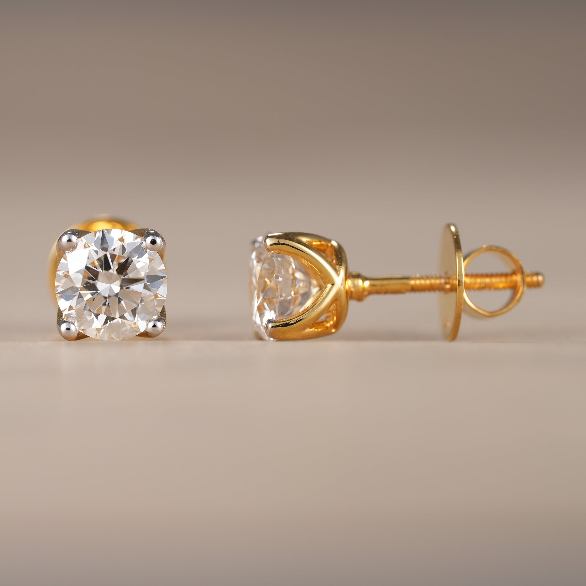 Round Cut Lab grown Diamond Stud Earrings