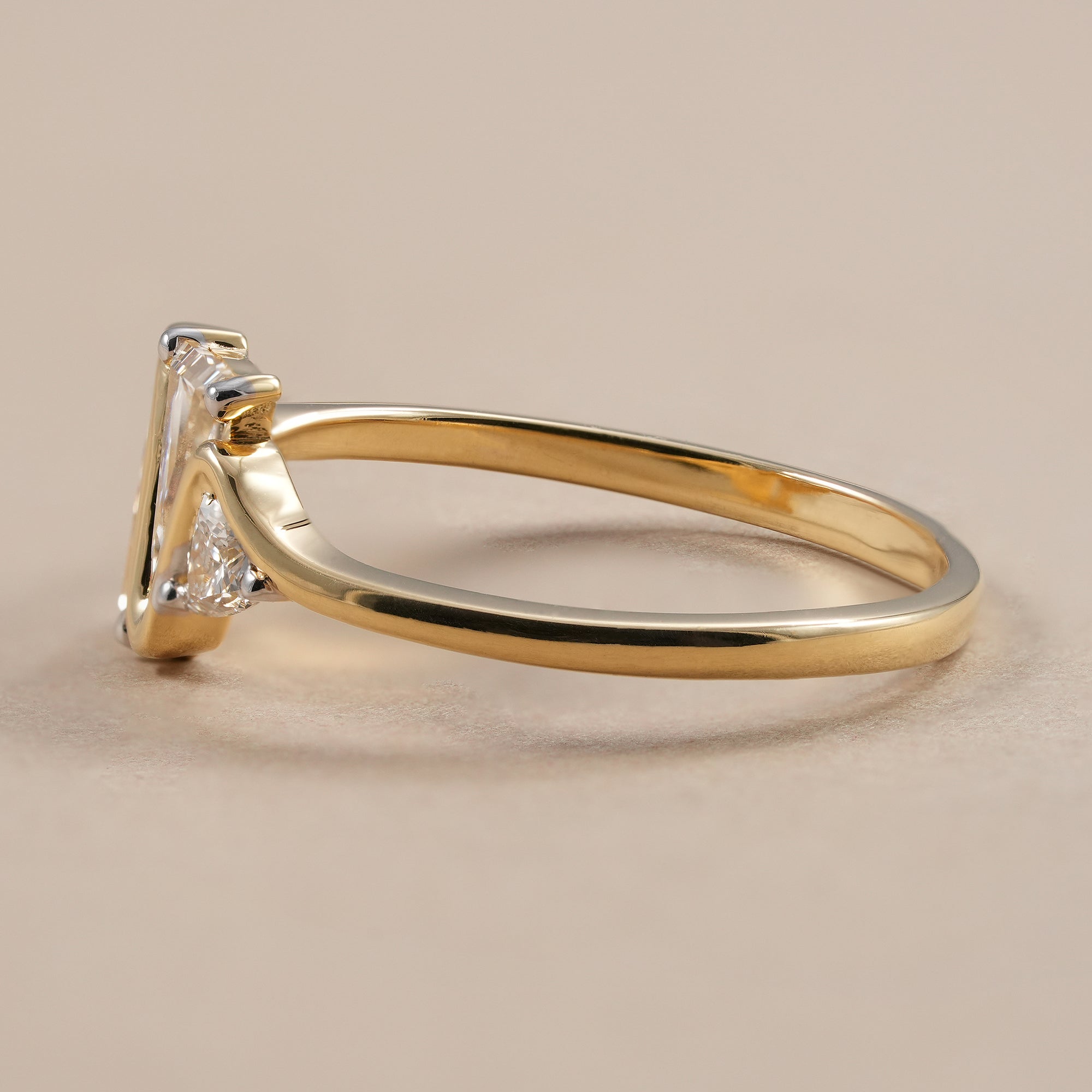 Trillion Cut Lab Diamond Wedding Band, Zig Zag Statement Diamond Ring