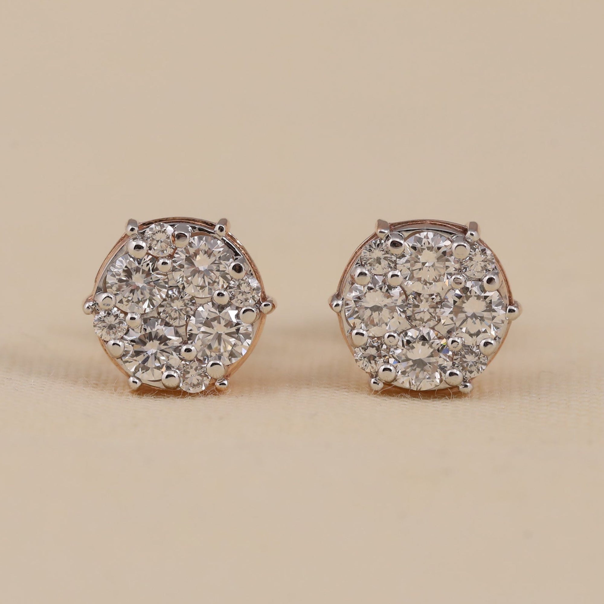 Round cluster lab-grown diamond stud earrings perfect for anniversary gifting