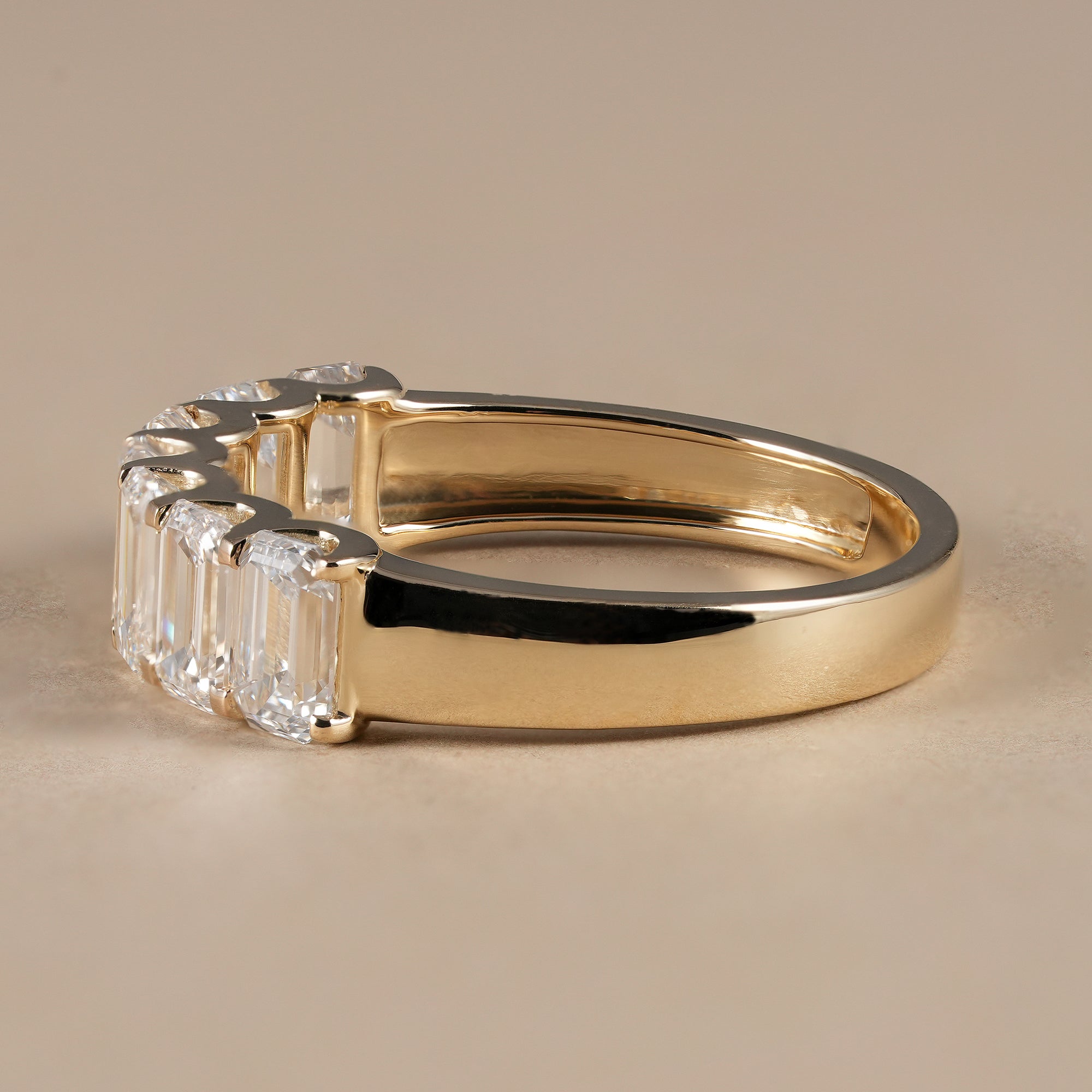 7 Stone Emerald Cut Lab Grown Diamond Eternity Wedding Band