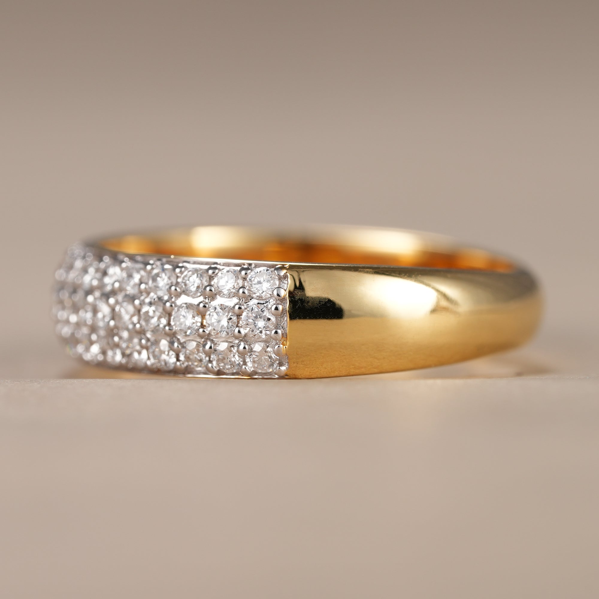 Round Cut Lab Grown Diamond Pave Wedding Band