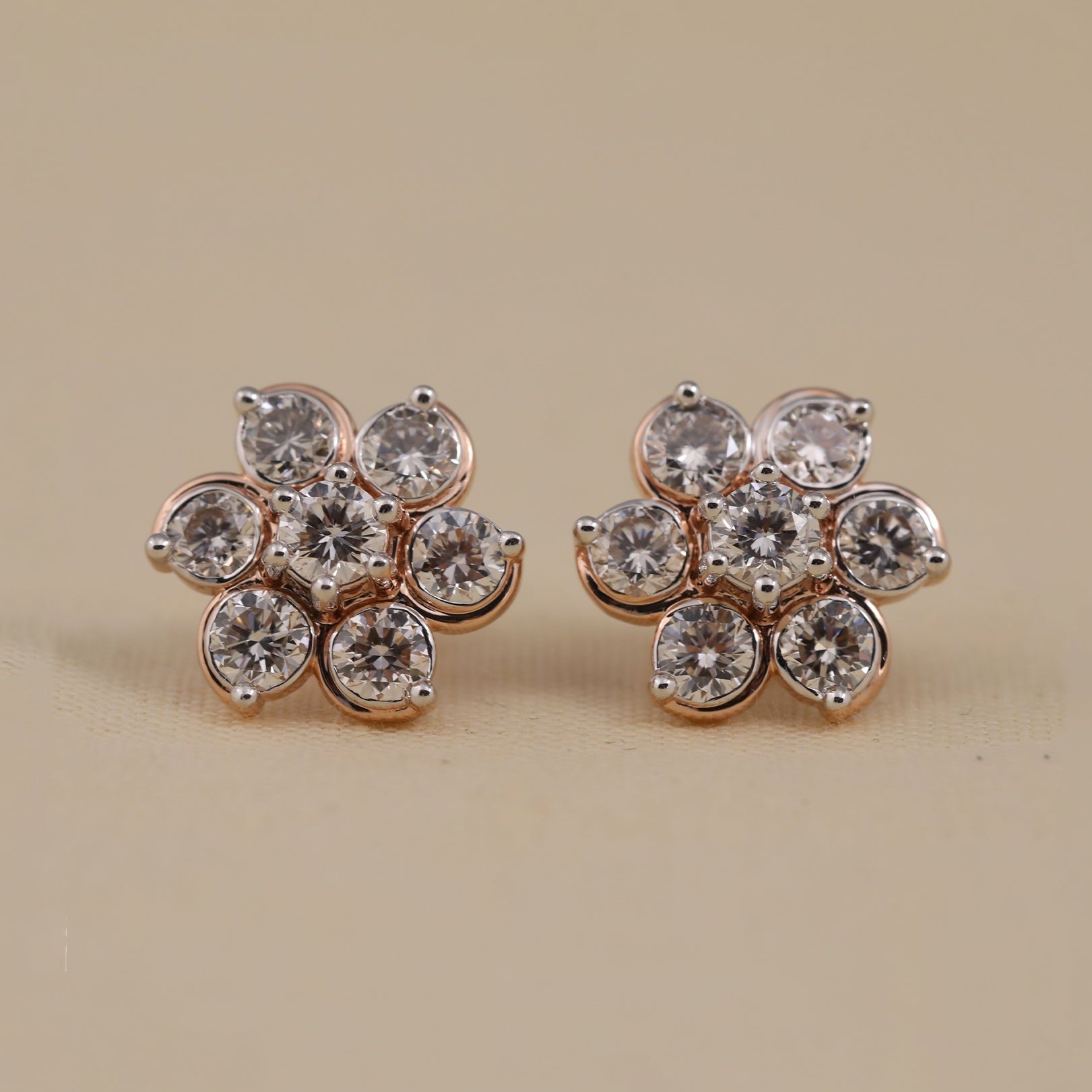 Flower diamond stud earrings perfect for birthday and anniversary gifting elegance