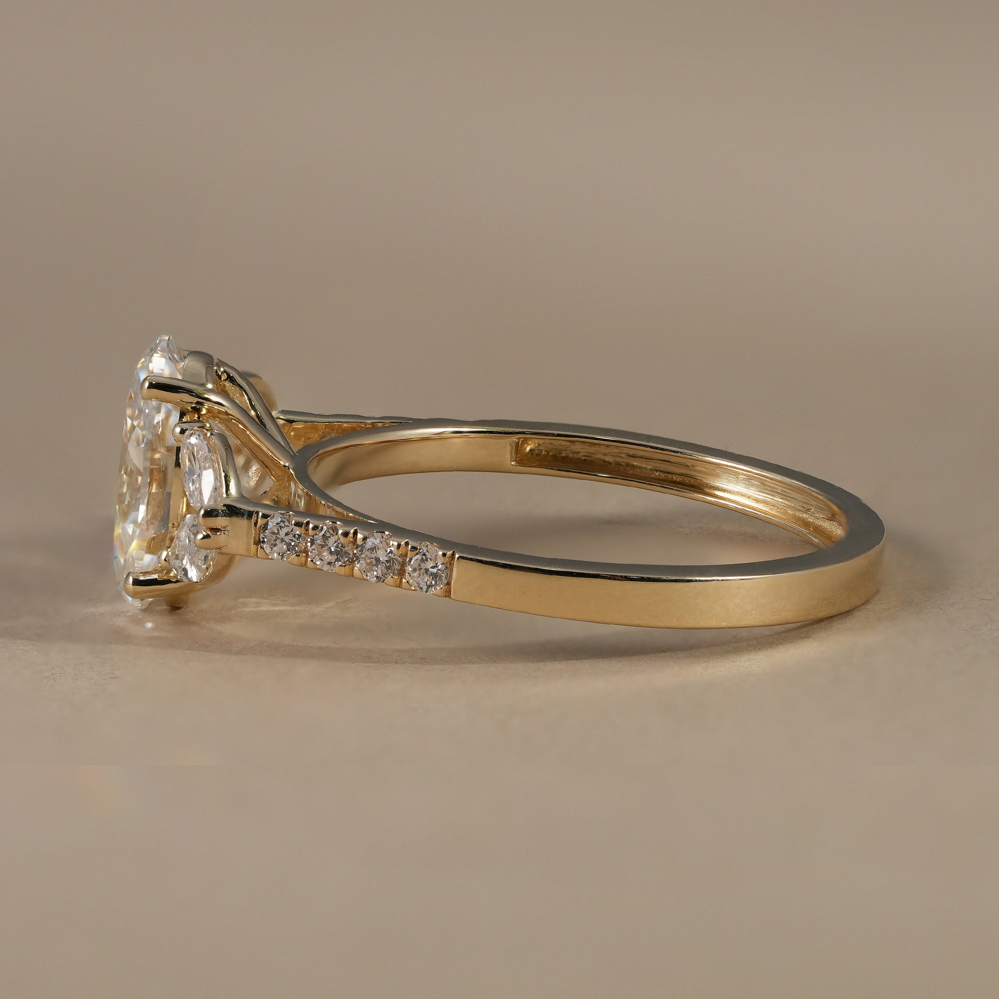 Floral Inspired Oval Cut Lab Diamond Engagement Ring