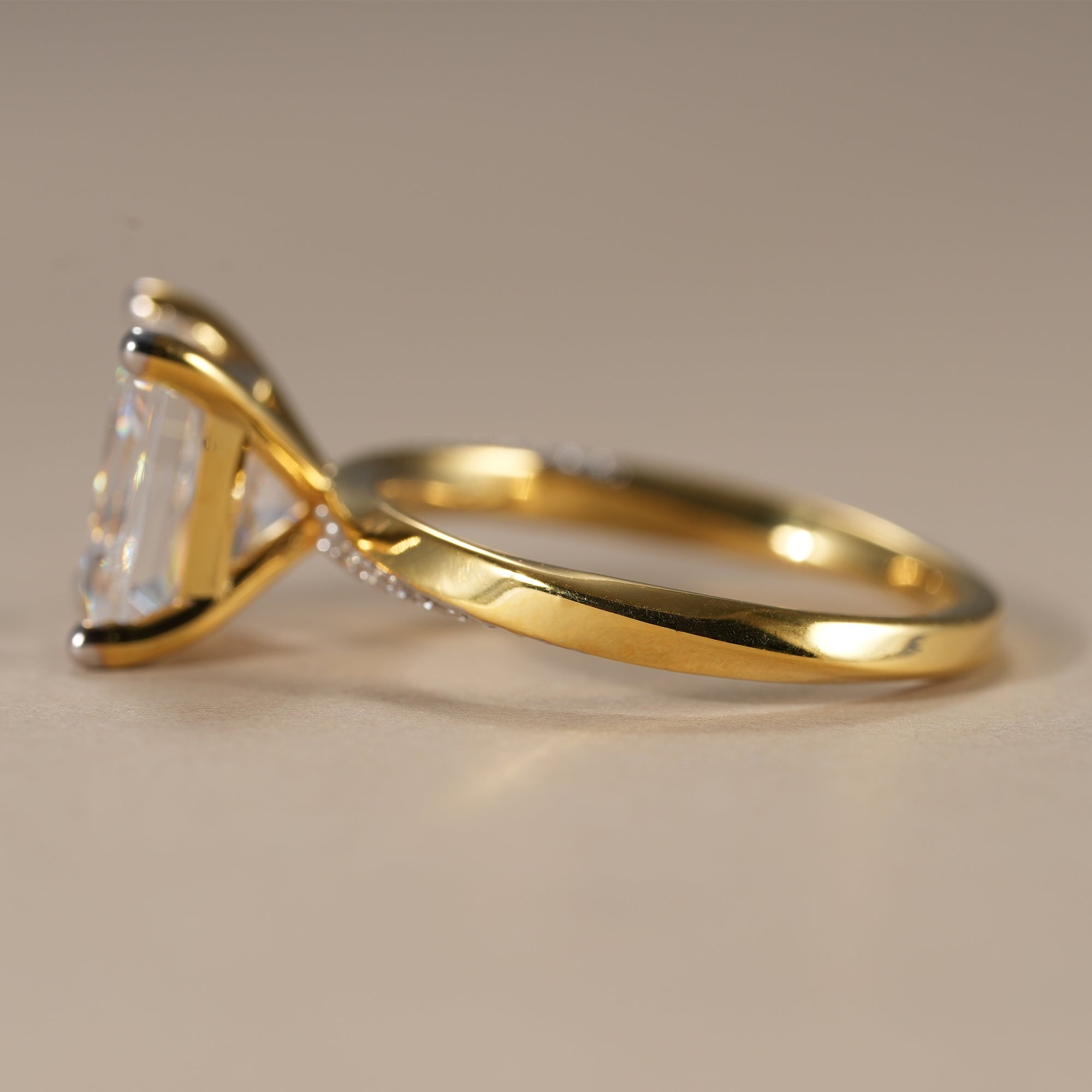 Princess Lab Diamond Engagement Ring With Twisted Band