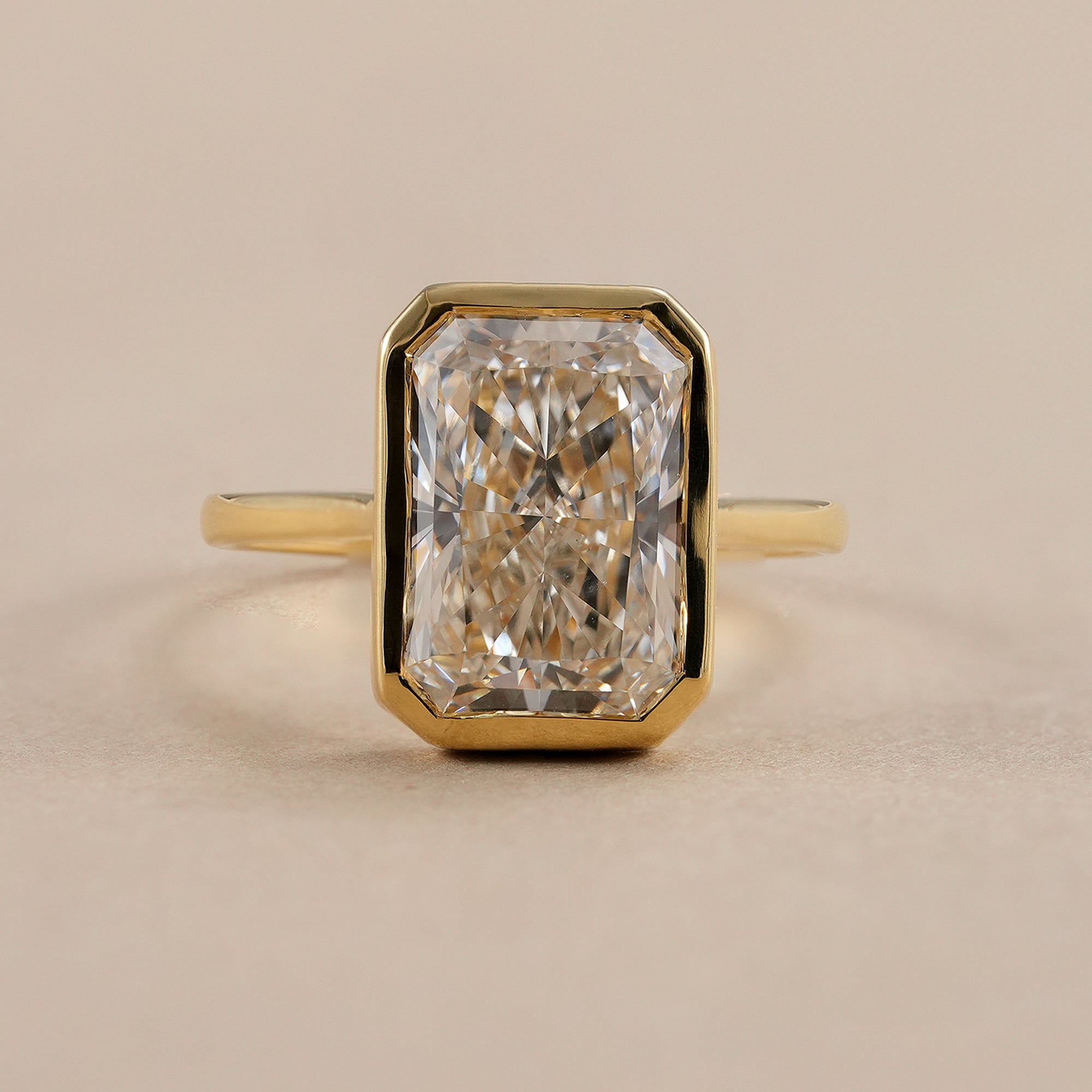 3 CT radiant lab grown diamond bezel set solitaire engagement ring