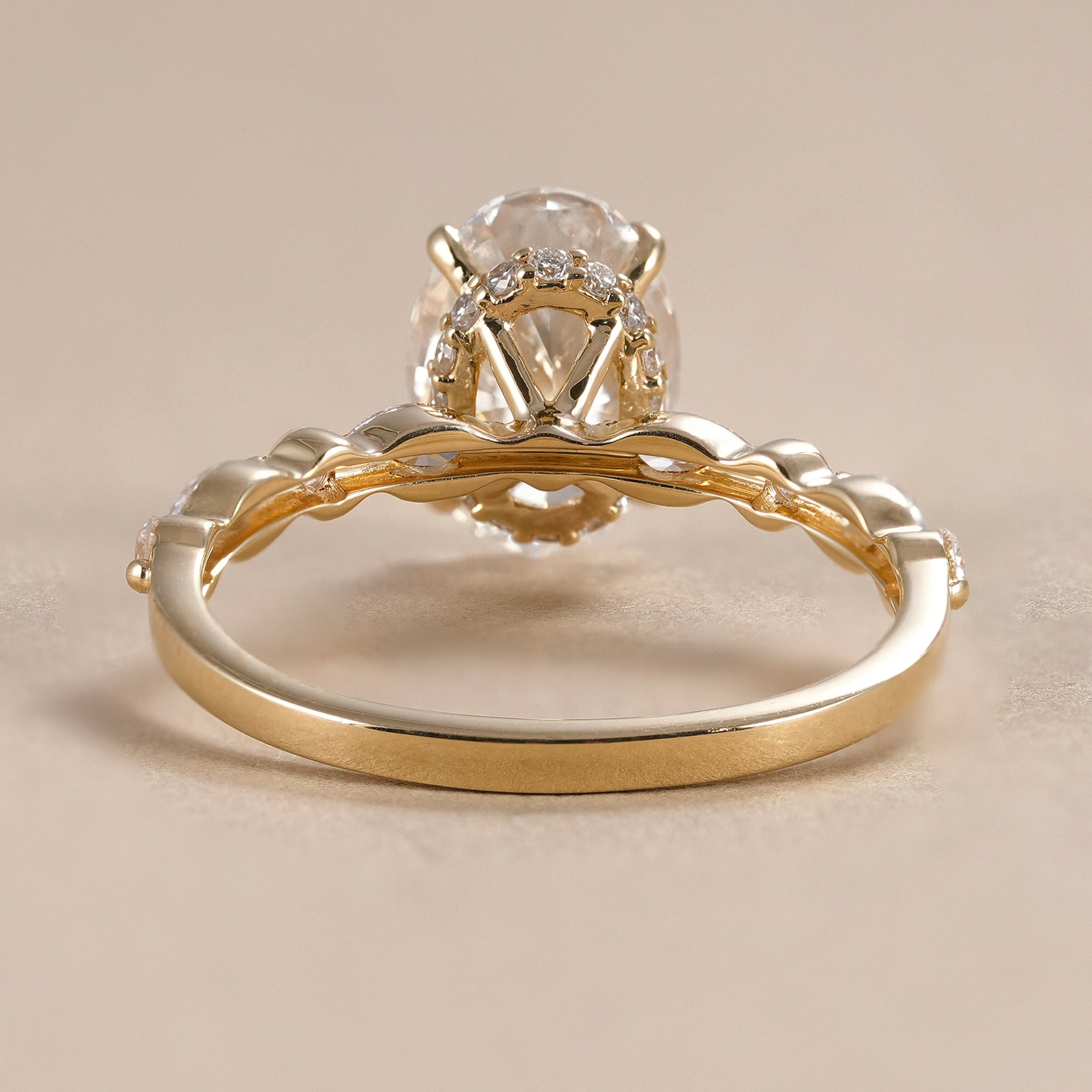 Oval Cut Lab Grown Diamond Hidden Halo Engagement Ring
