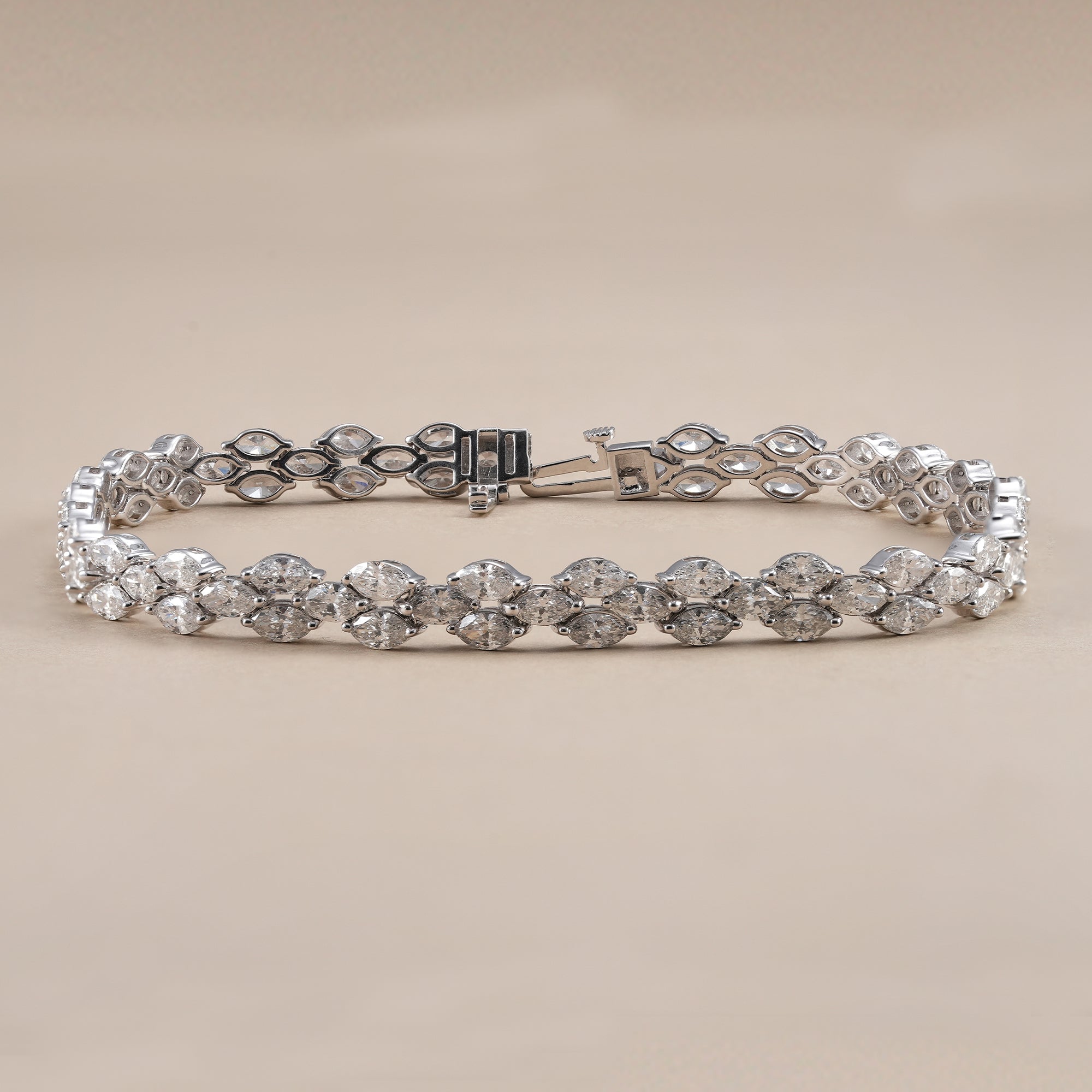 Three Row Marquise Cut Lab Grown Diamond Tennis Bracelet