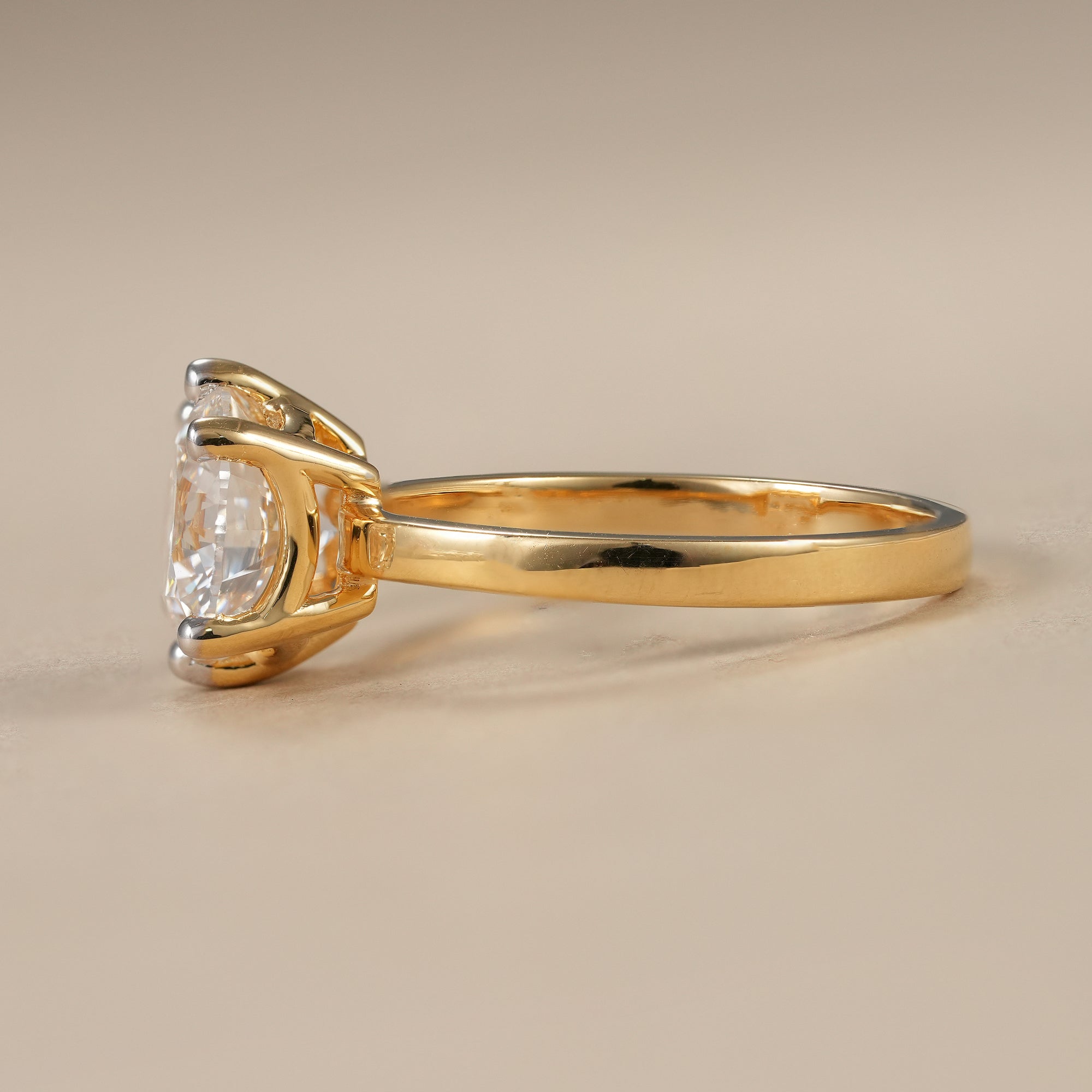 Six Prong Round Cut Lab Diamond Solitaire Engagement Ring