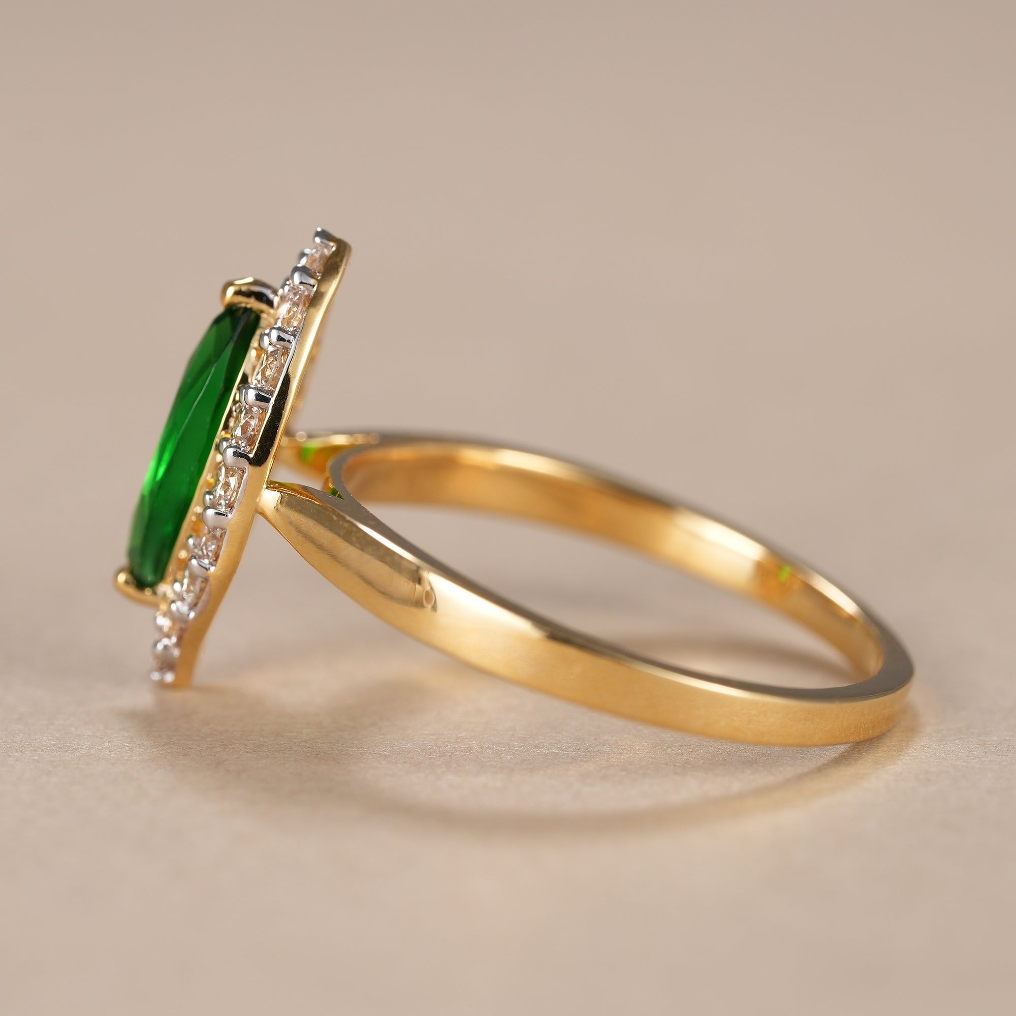Marquise Cut Emerald Diamond Halo Engagement Ring