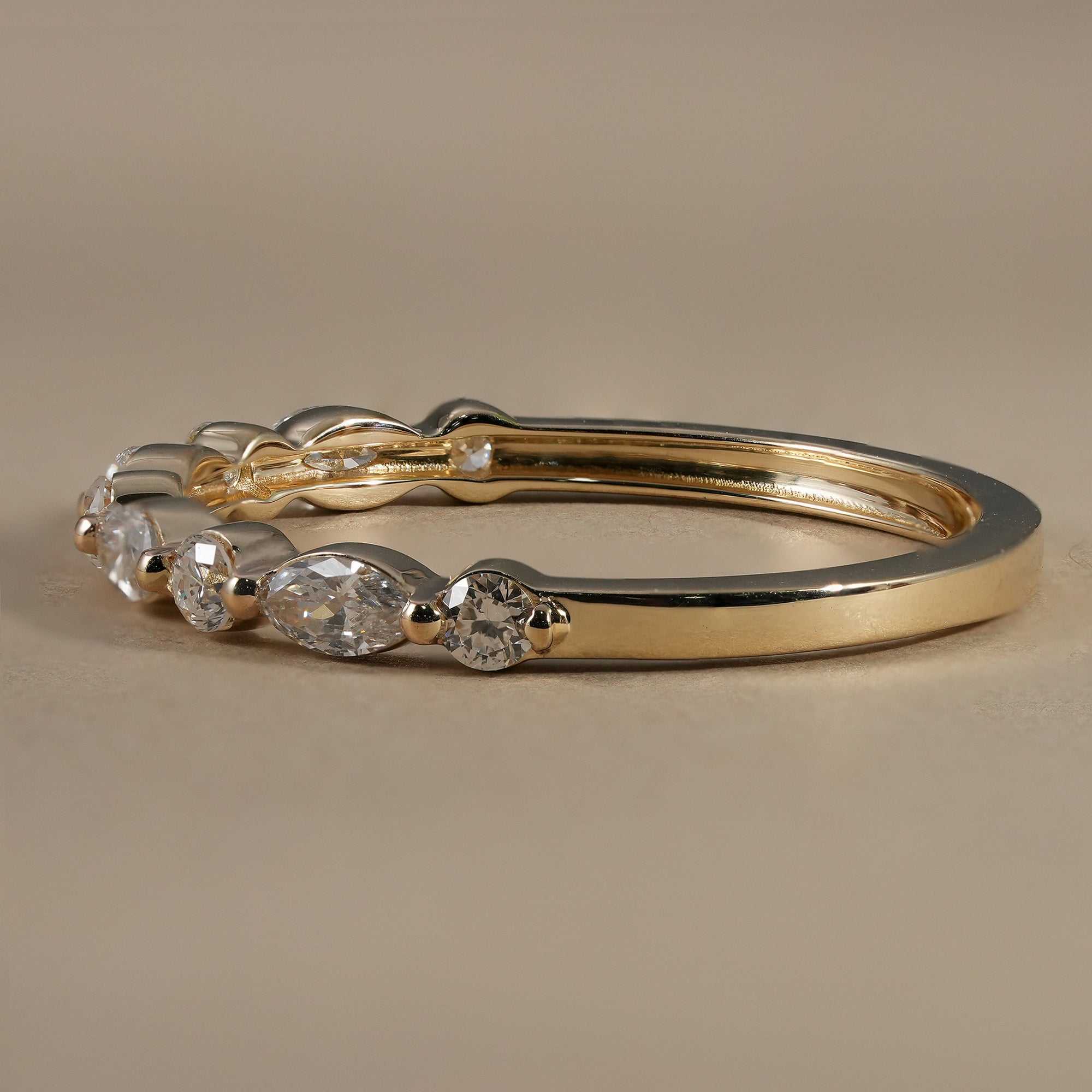 Alternative Marquise & Round Lab Diamond Eternity Wedding Band