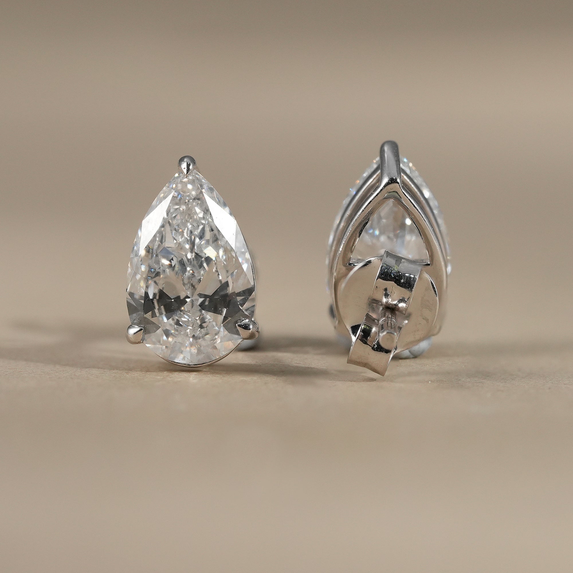 Pear Cut Lab Grown Diamond Solitaire Stud Earrings