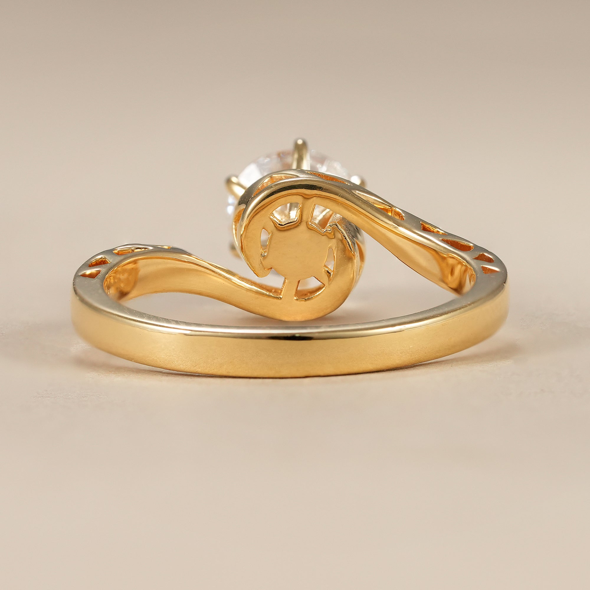 Round Cut Lab Diamond Solitaire Engagement Ring With Bypass Band