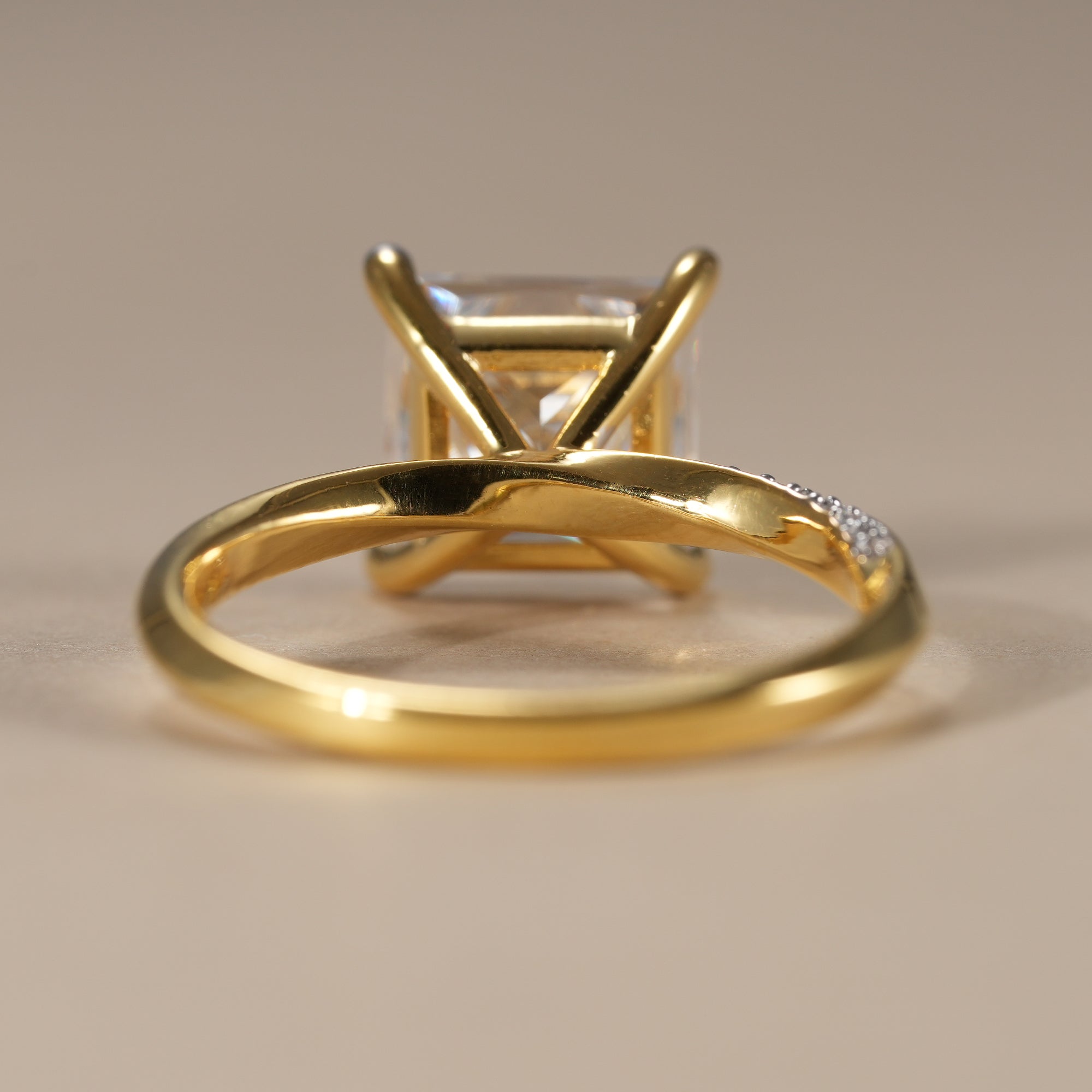 Princess Lab Diamond Engagement Ring With Twisted Band