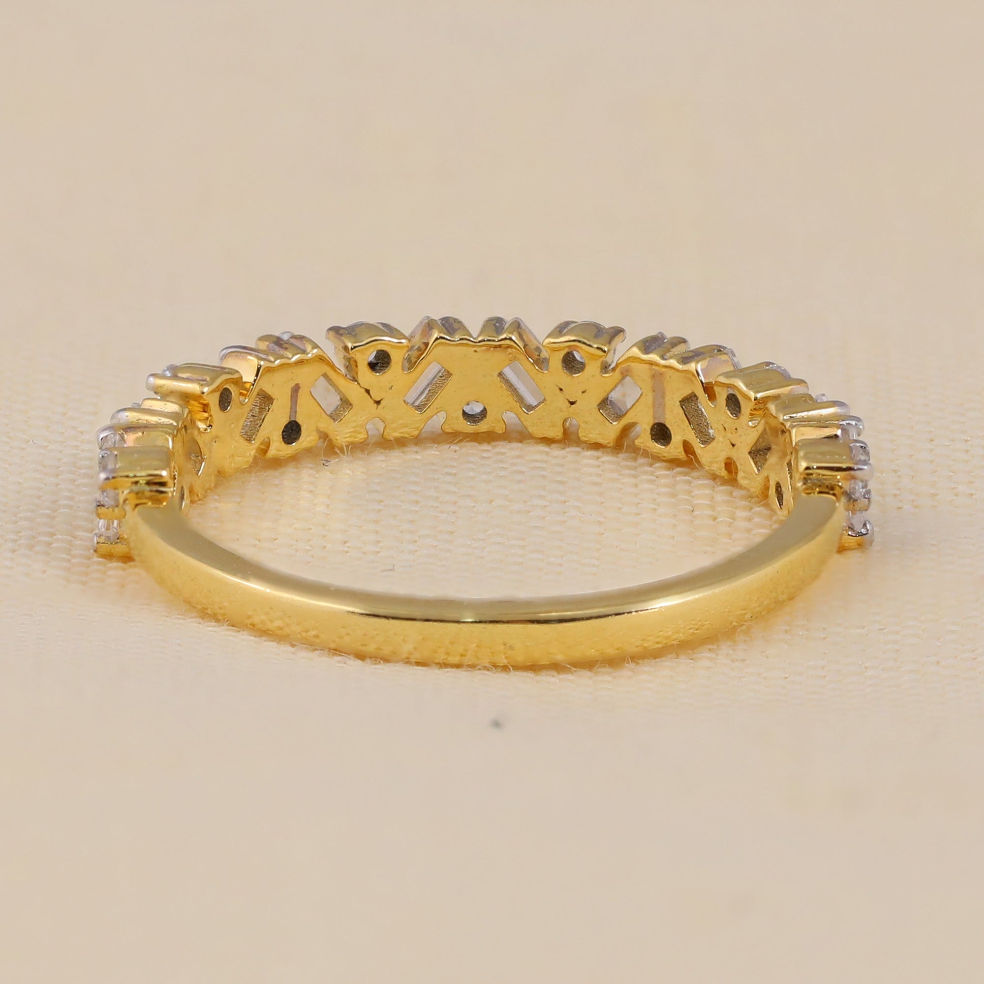 Minimalist gold ring with baguette lab diamonds for everyday wear