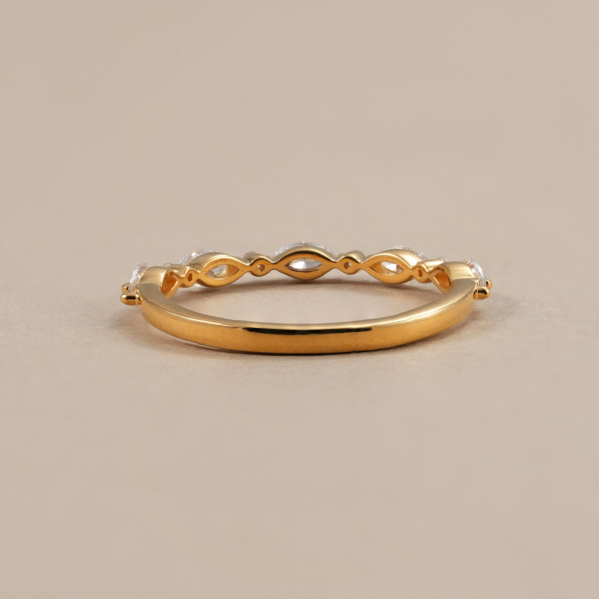 Marquise and Round Lab Diamond Half Eternity Wedding Band