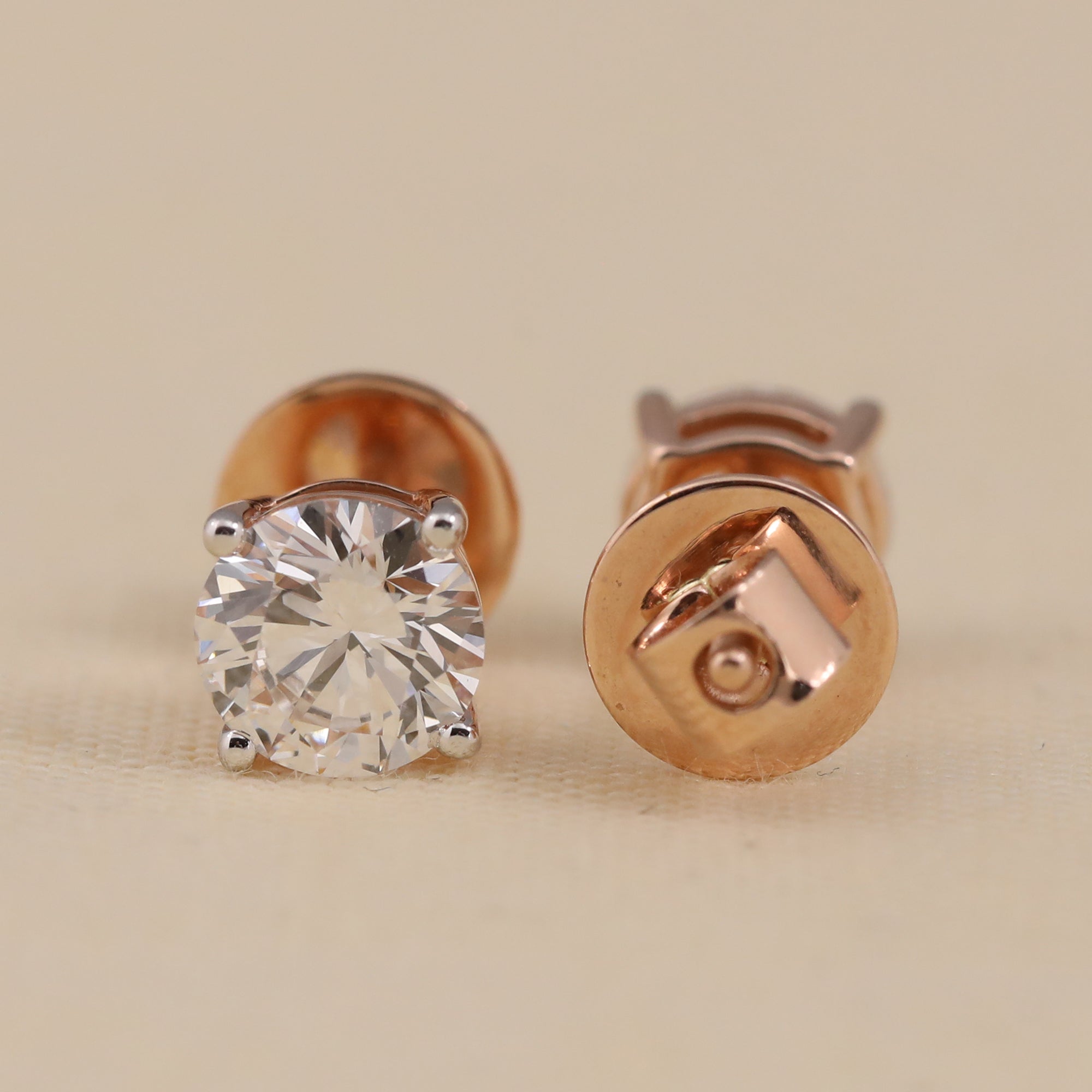 Sparkling round diamond stud earrings ideal for birthday gifts and daily wear