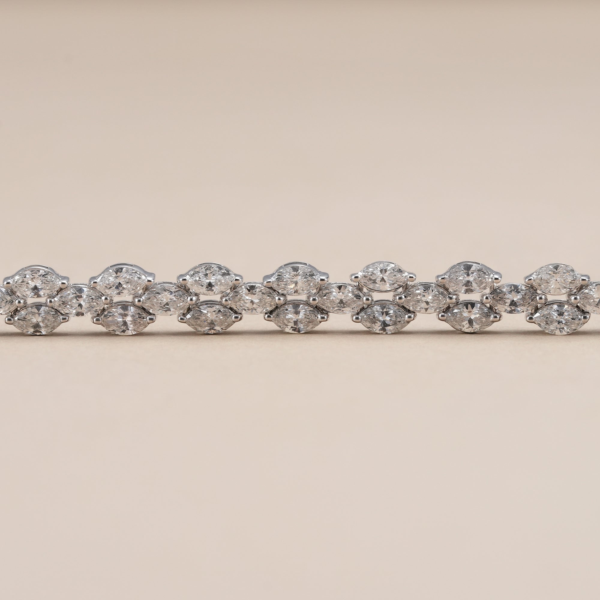 Three Row Marquise Cut Lab Grown Diamond Tennis Bracelet