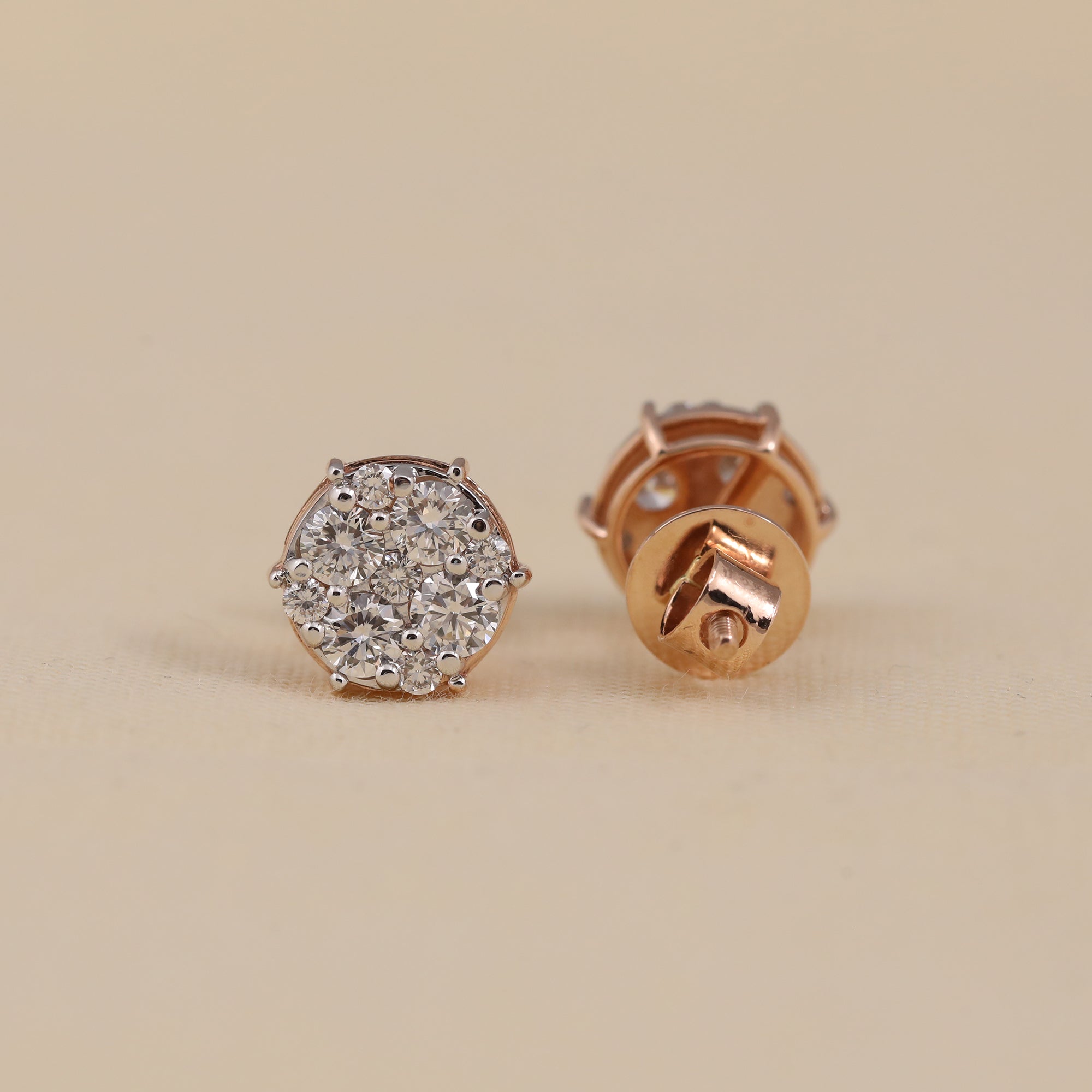 Elegant cluster lab-grown diamond studs ideal for birthday gift occasions.