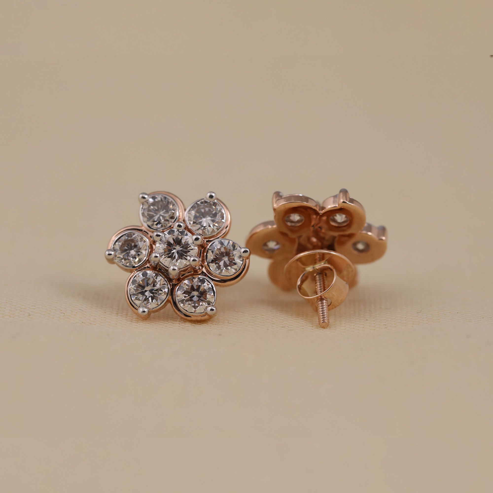 Floral cluster diamond studs ideal for wedding or anniversary jewelry moments