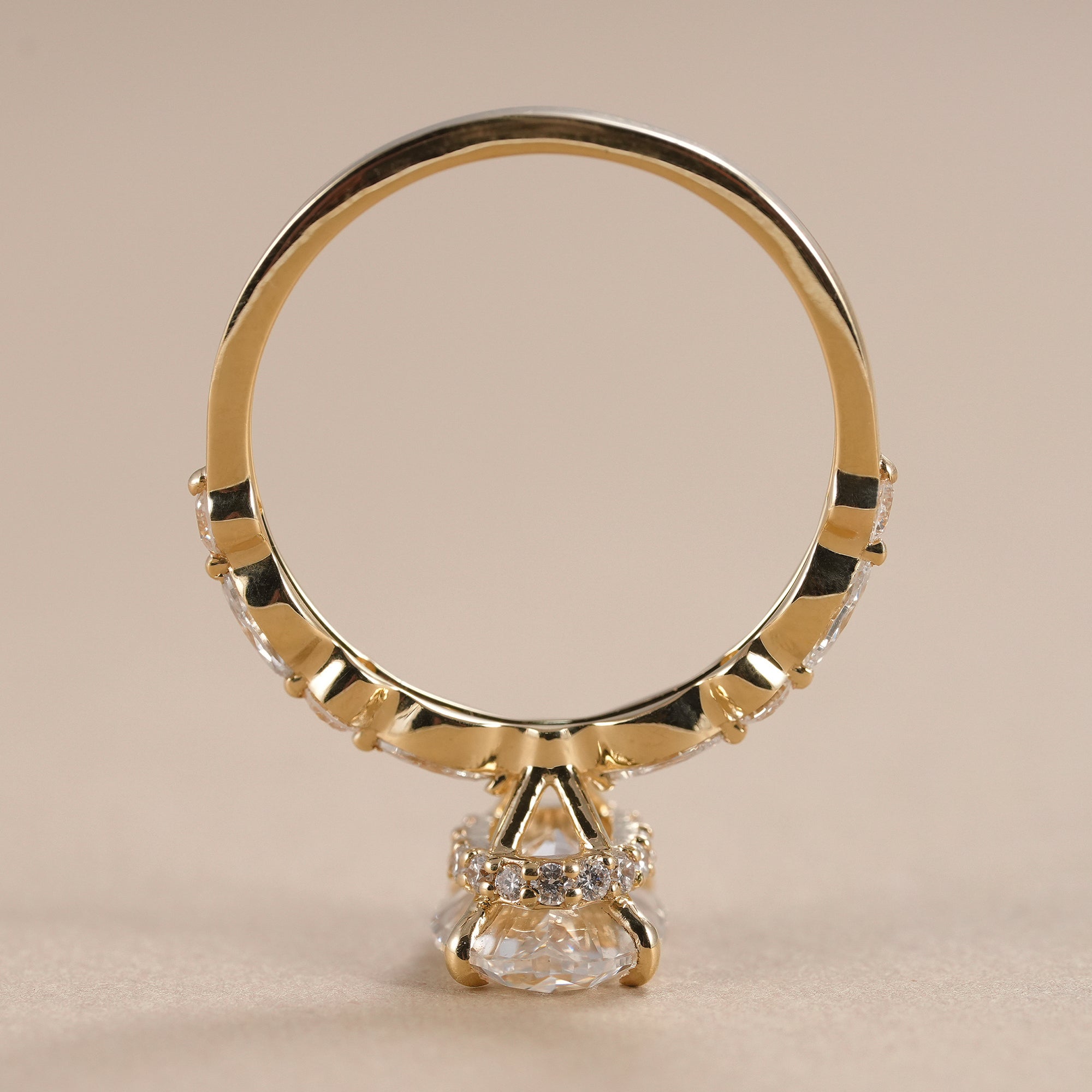 Oval Cut Lab Grown Diamond Hidden Halo Engagement Ring