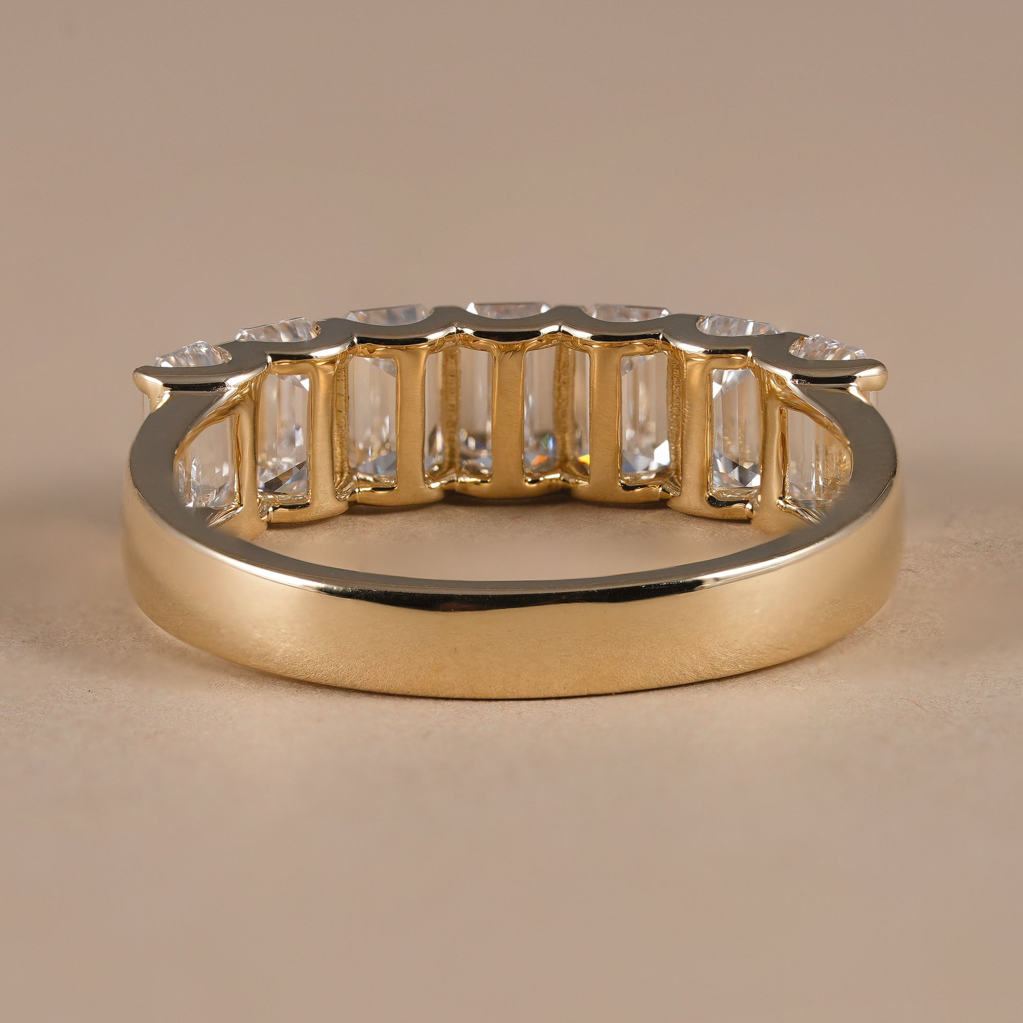 7 Stone Emerald Cut Lab Grown Diamond Eternity Wedding Band