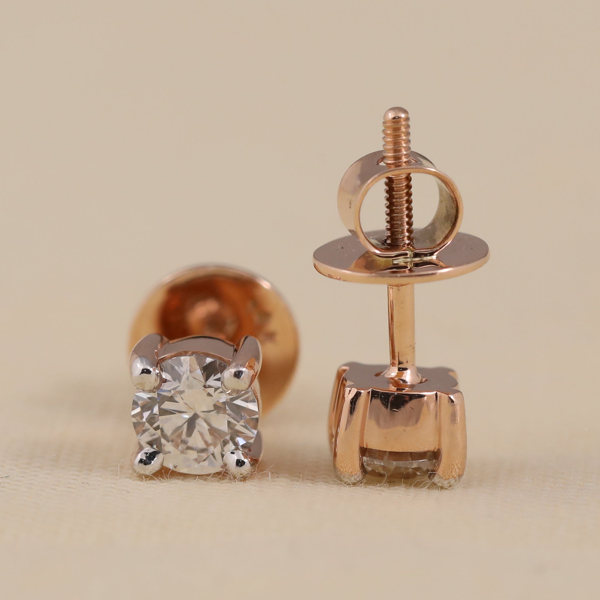 Classic round diamond earrings suitable for daily wear or special occasions