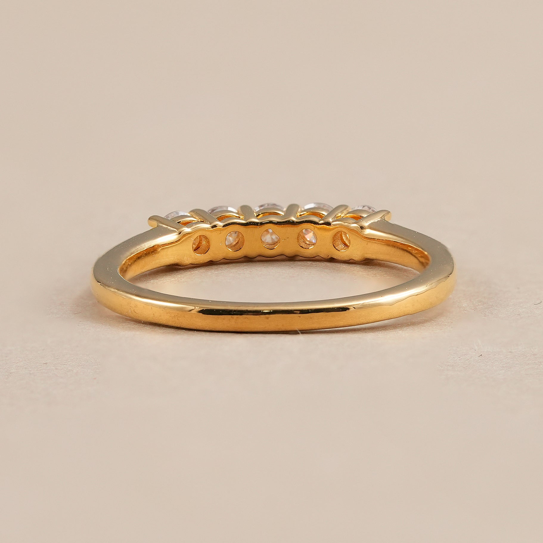 Five Stone Round Lab Grown Diamond Wedding Band