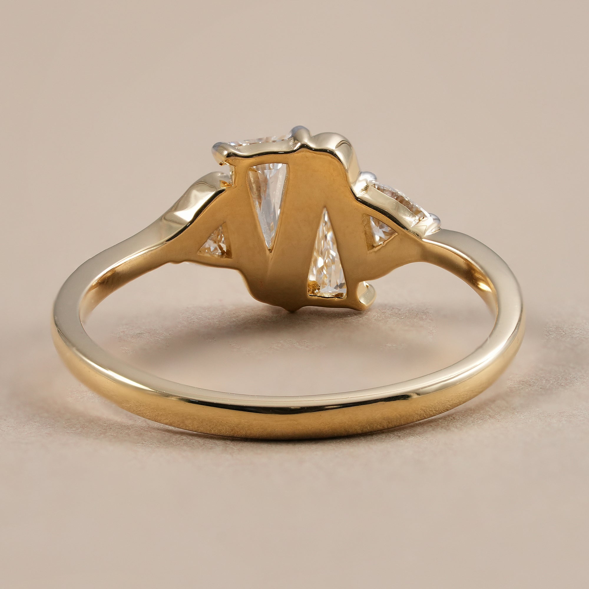 Trillion Cut Lab Diamond Wedding Band, Zig Zag Statement Diamond Ring
