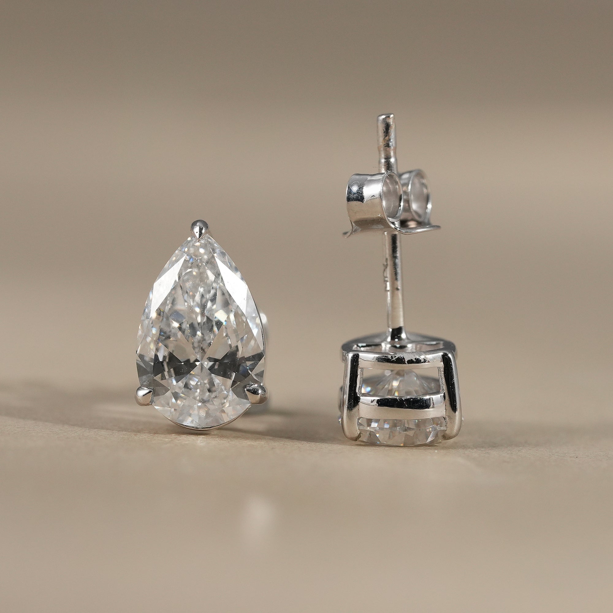 Pear Cut Lab Grown Diamond Solitaire Stud Earrings