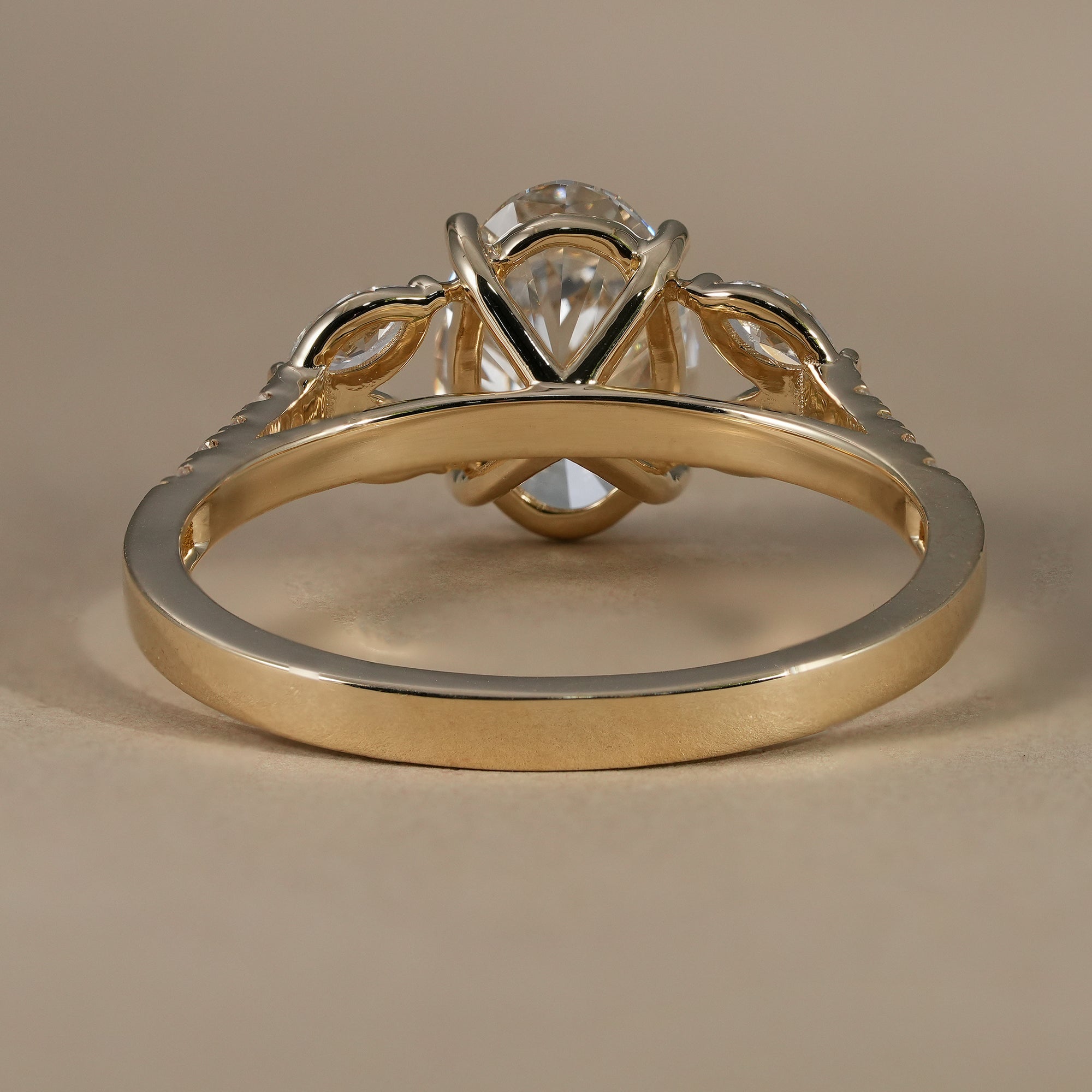 Floral Inspired Oval Cut Lab Diamond Engagement Ring