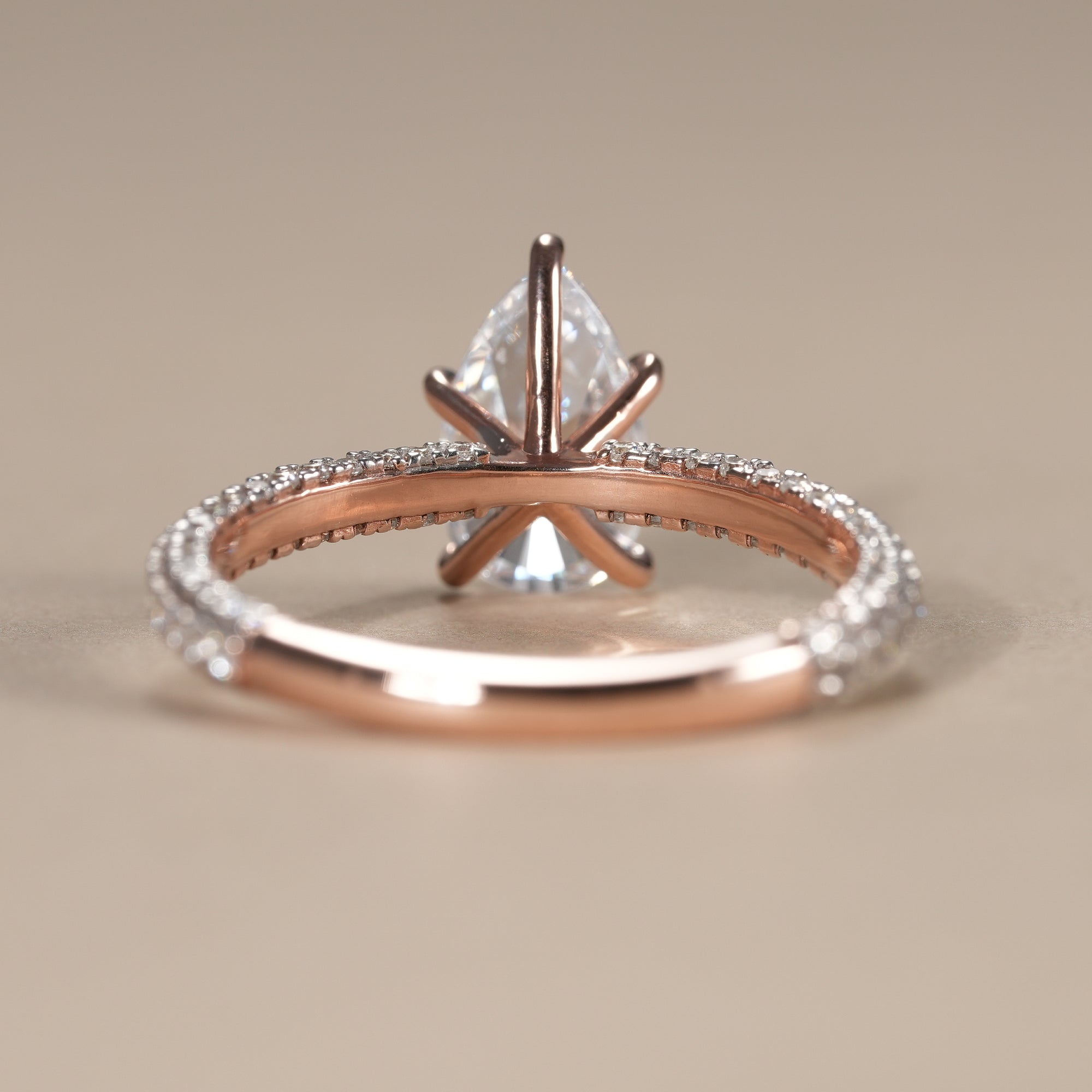 Pear Cut Lab Diamond Engagement Ring With Pave Band