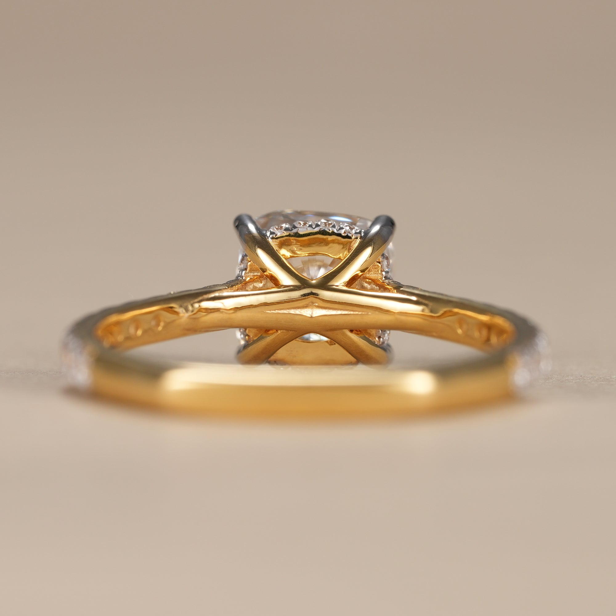 Cushion Lab Diamond Hidden Halo Engagement Ring