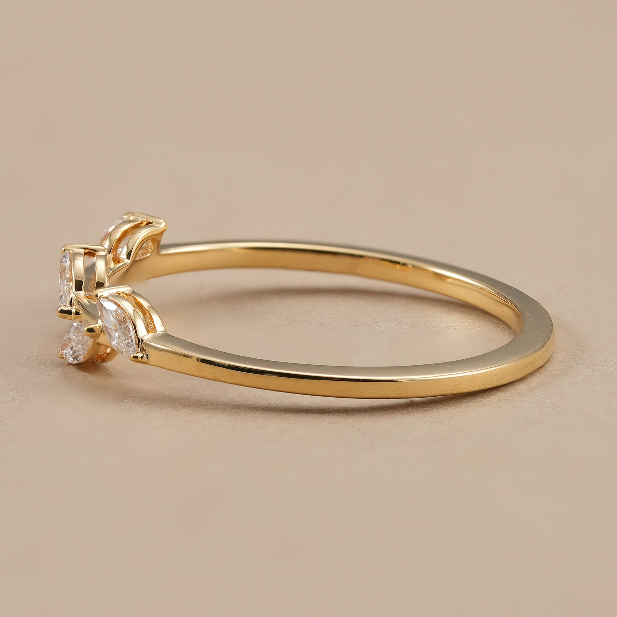 Half eternity marquise lab diamond band with vine style design