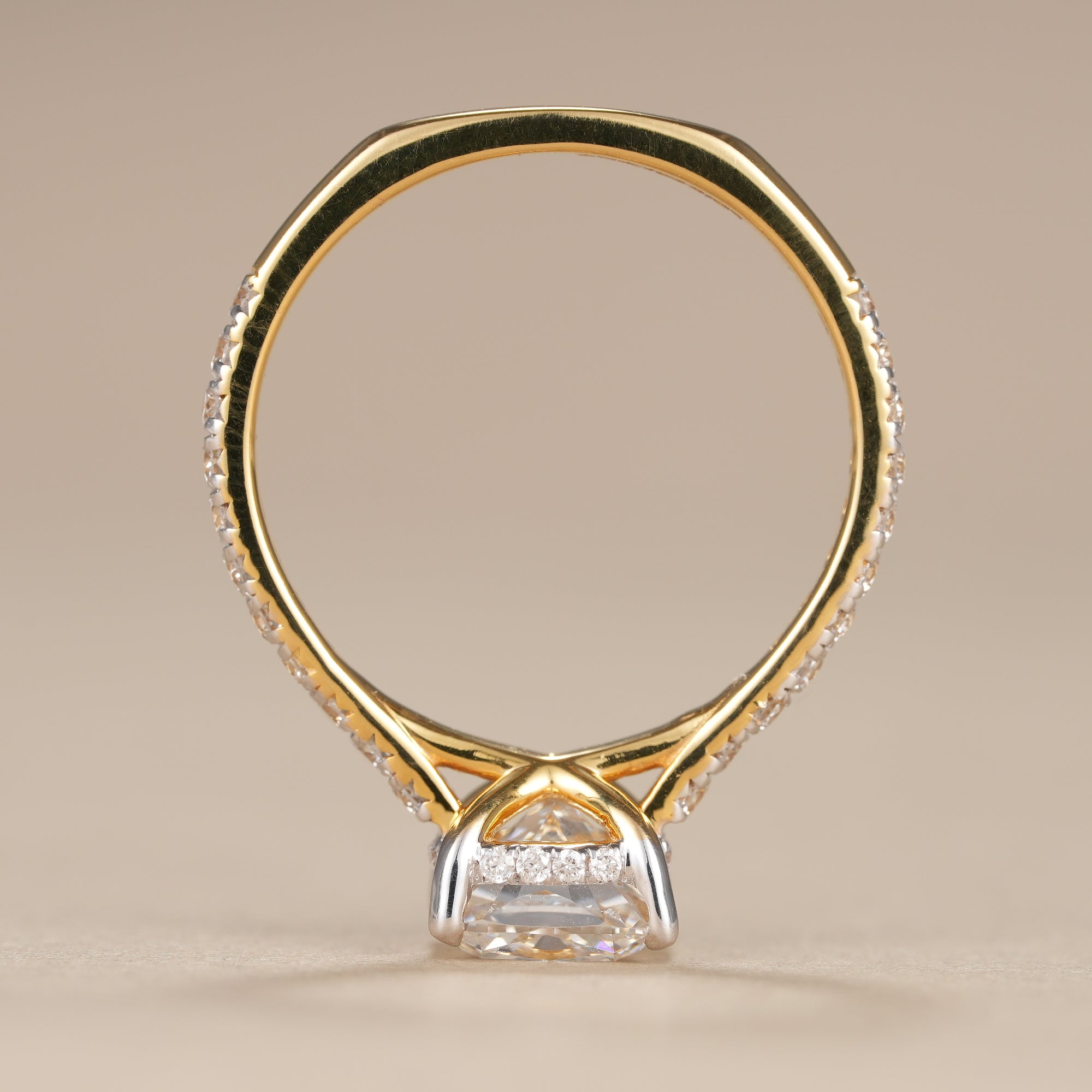 Cushion Lab Diamond Hidden Halo Engagement Ring