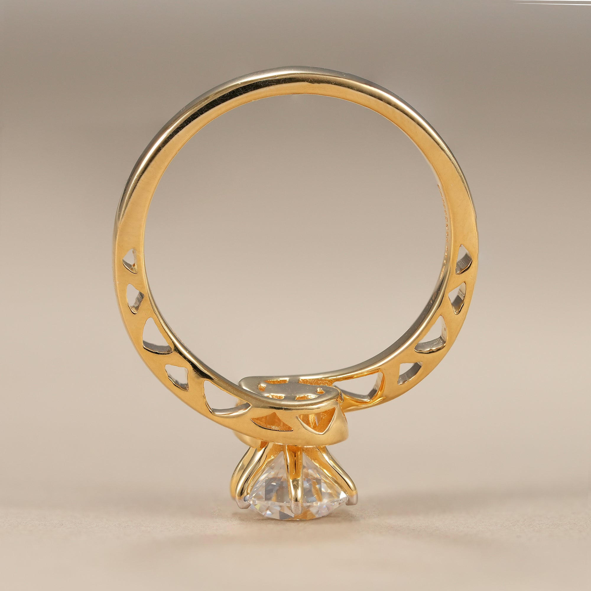Round Cut Lab Diamond Solitaire Engagement Ring With Bypass Band