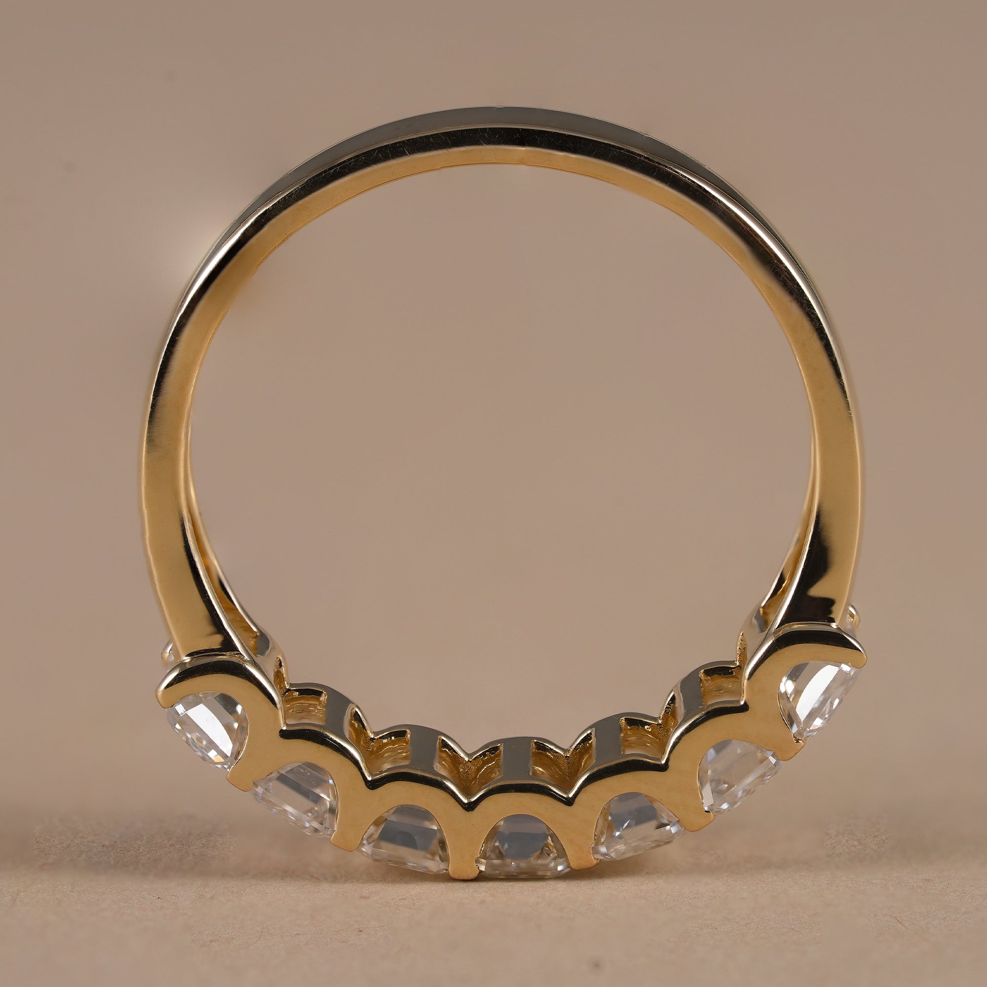7 Stone Emerald Cut Lab Grown Diamond Eternity Wedding Band
