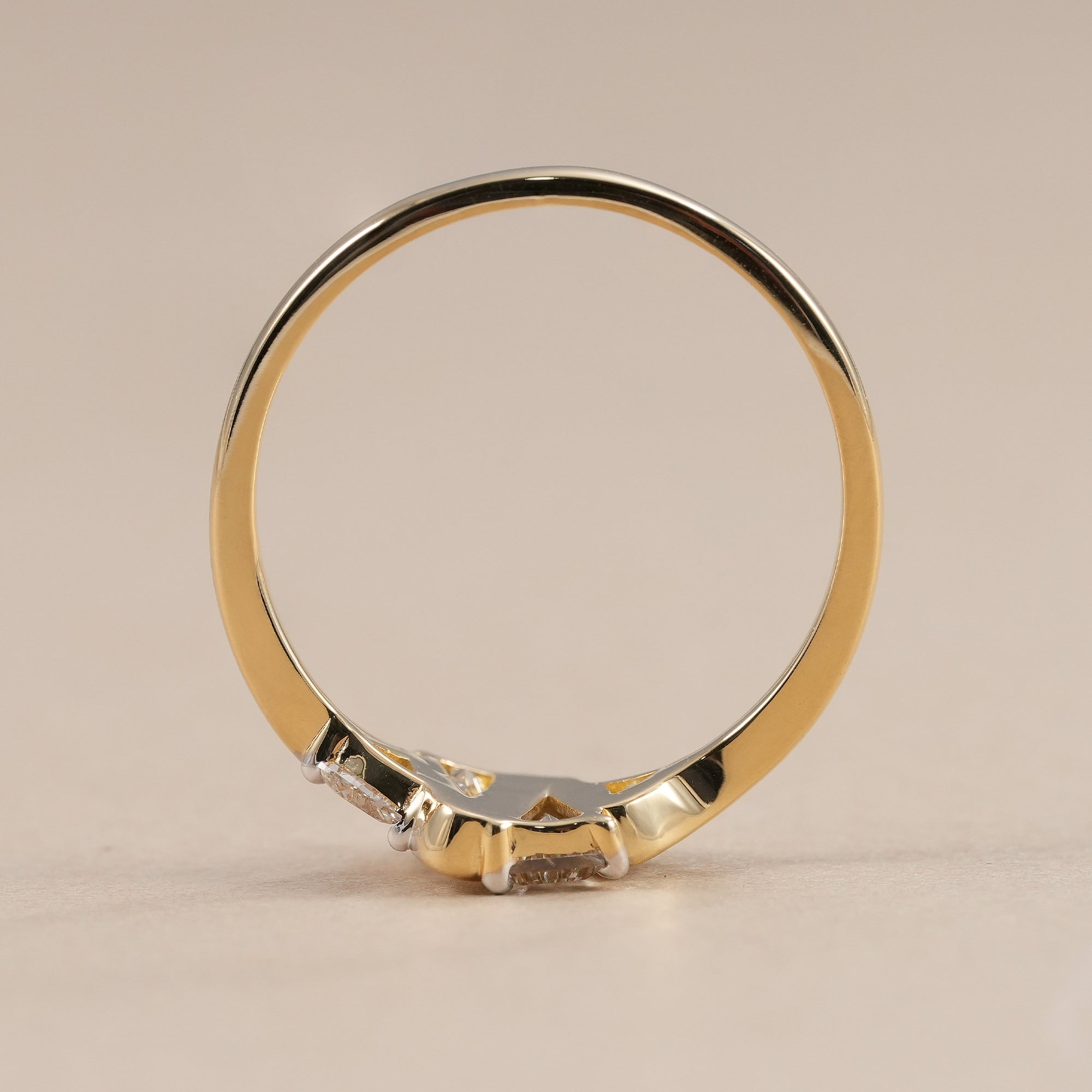 Trillion Cut Lab Diamond Wedding Band, Zig Zag Statement Diamond Ring