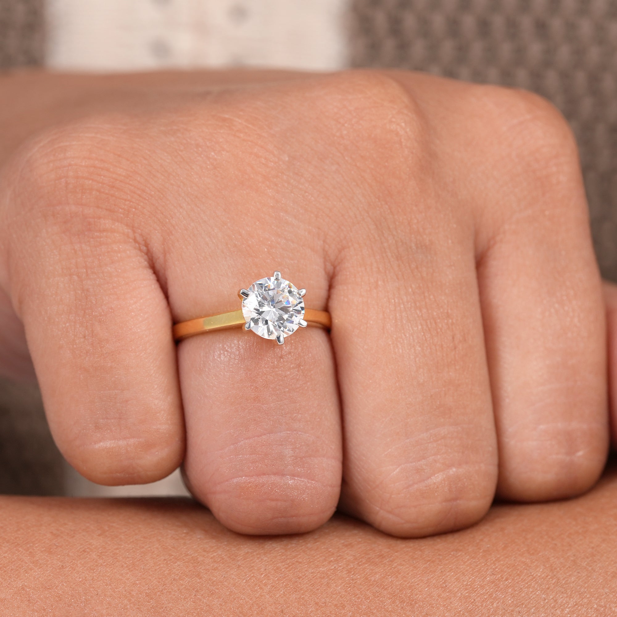 6 Prong Round Lab Grown Diamond Solitaire Engagement Ring