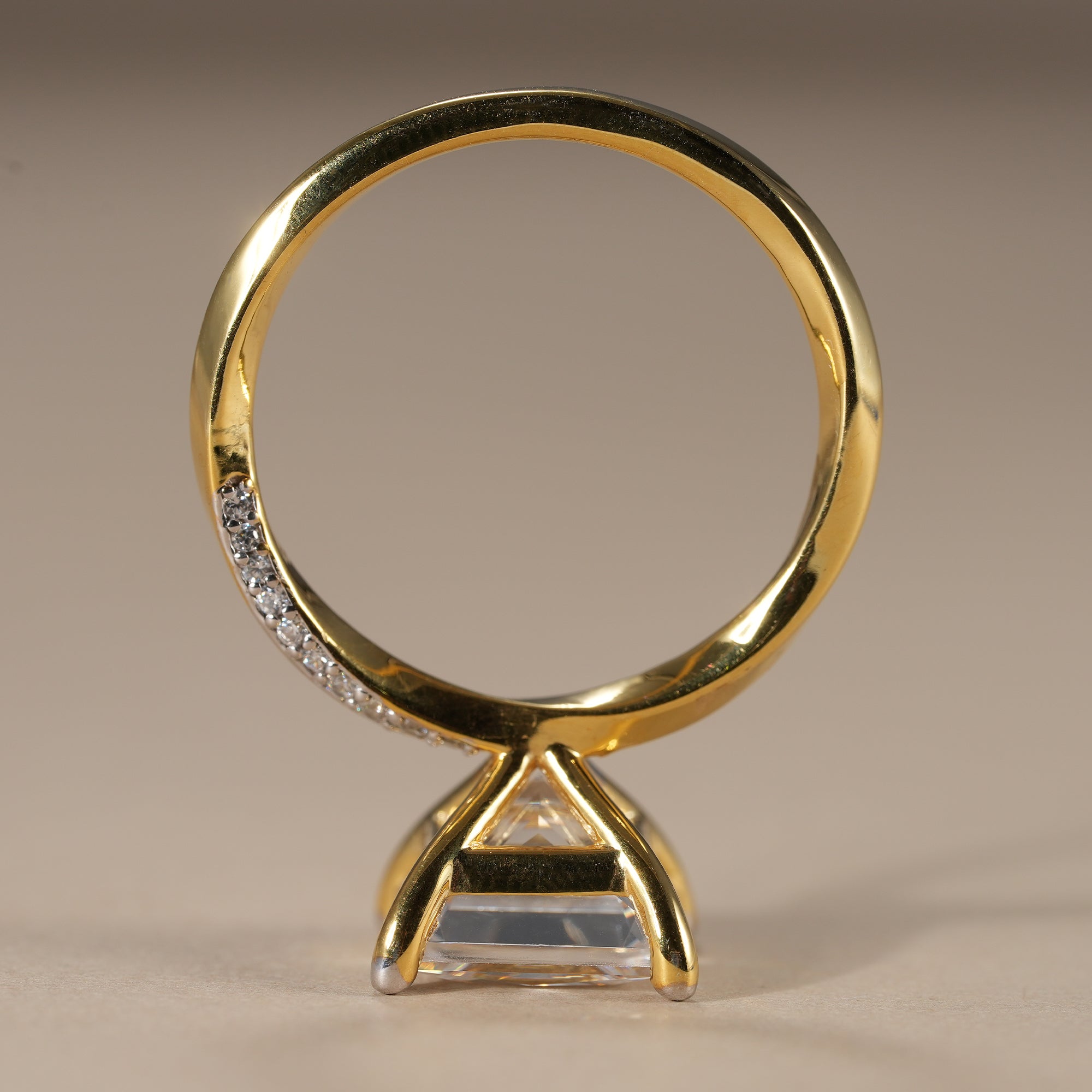 Princess Lab Diamond Engagement Ring With Twisted Band