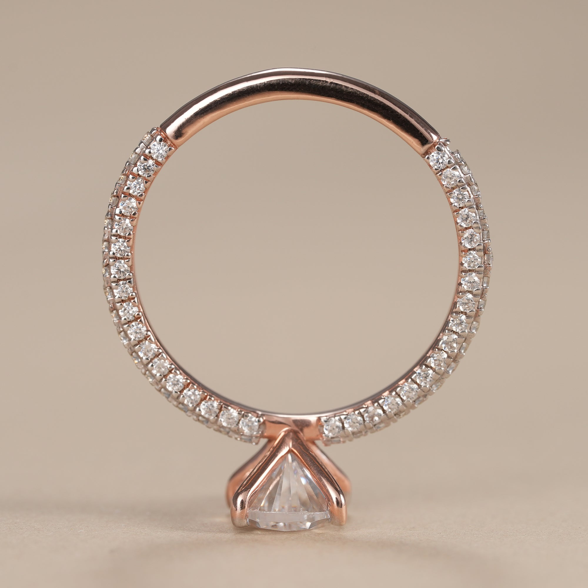 Pear Cut Lab Diamond Engagement Ring With Pave Band