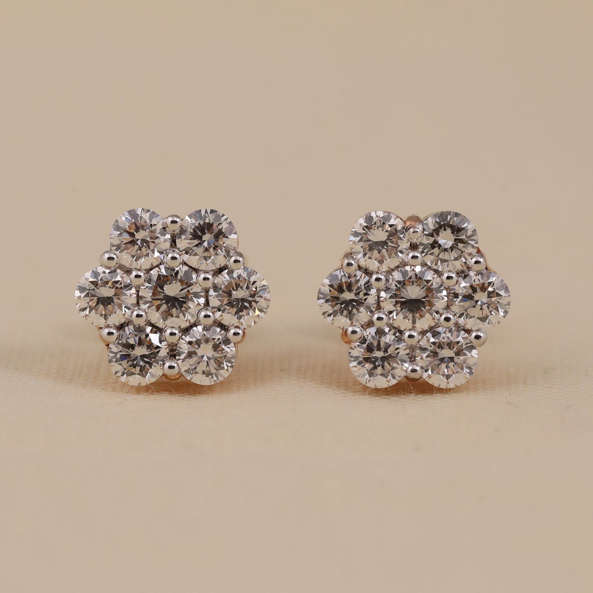 Round cluster diamond stud earrings perfect for daily wear and gifting