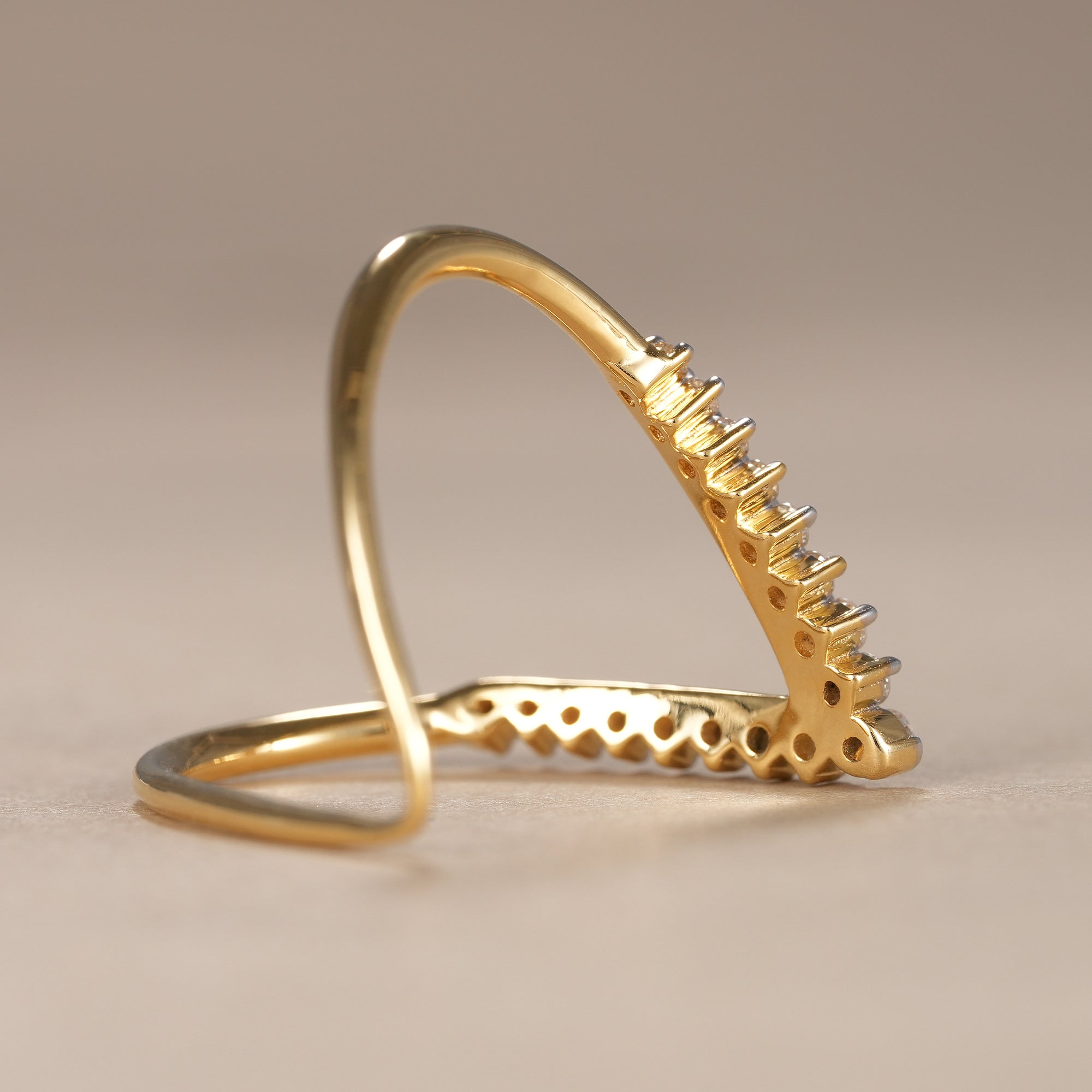 Round Cut Lab Grown Diamond Curved Wedding Band