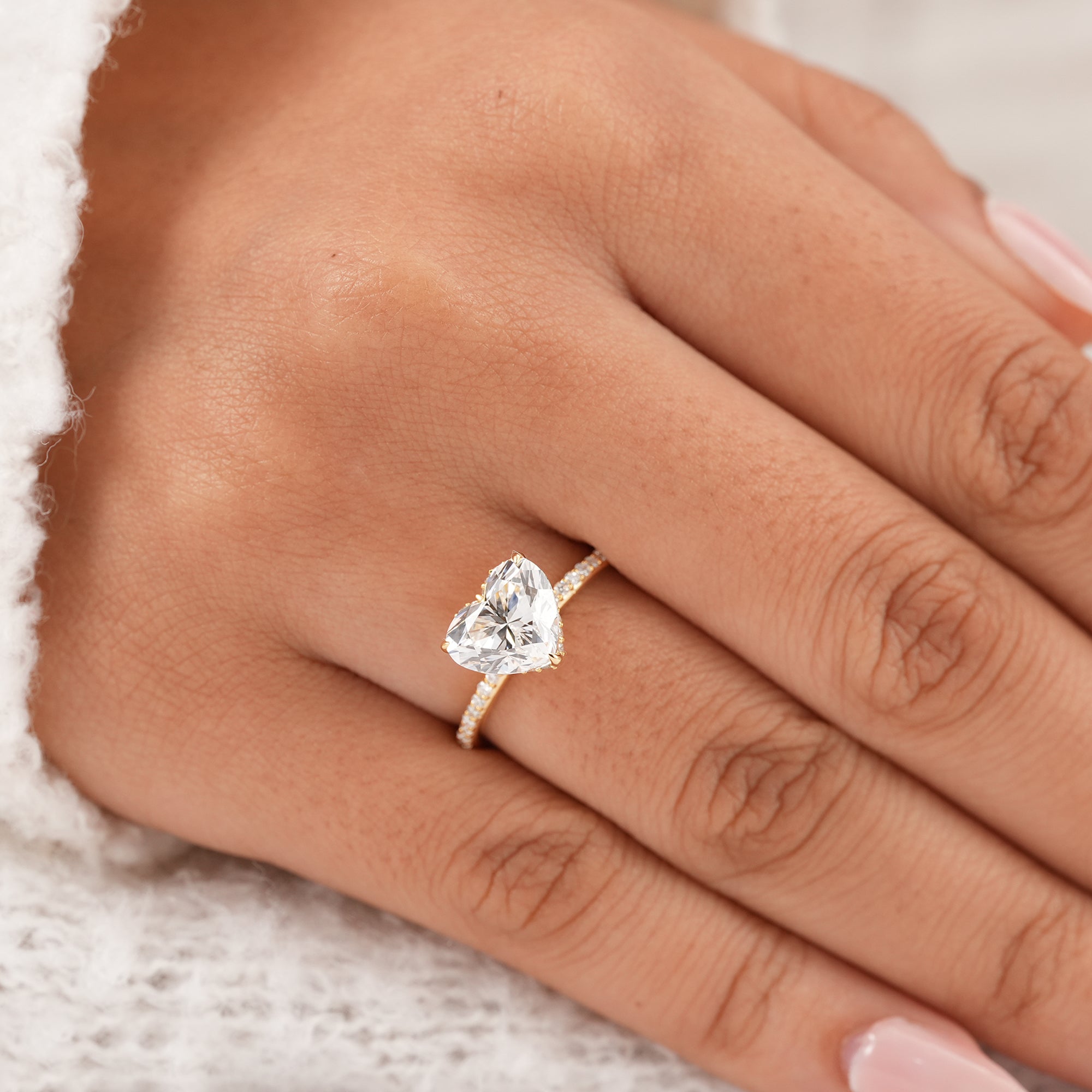 IGI certified heart lab diamond ring handcrafted in gold