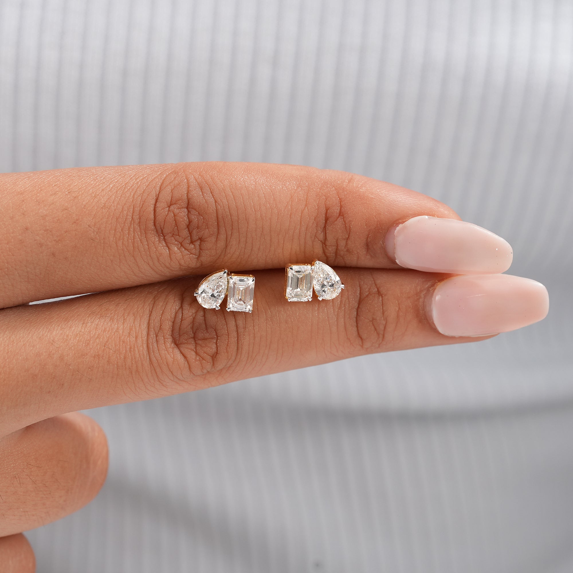 Sustainable lab grown diamond earrings featuring Toi Et Moi design